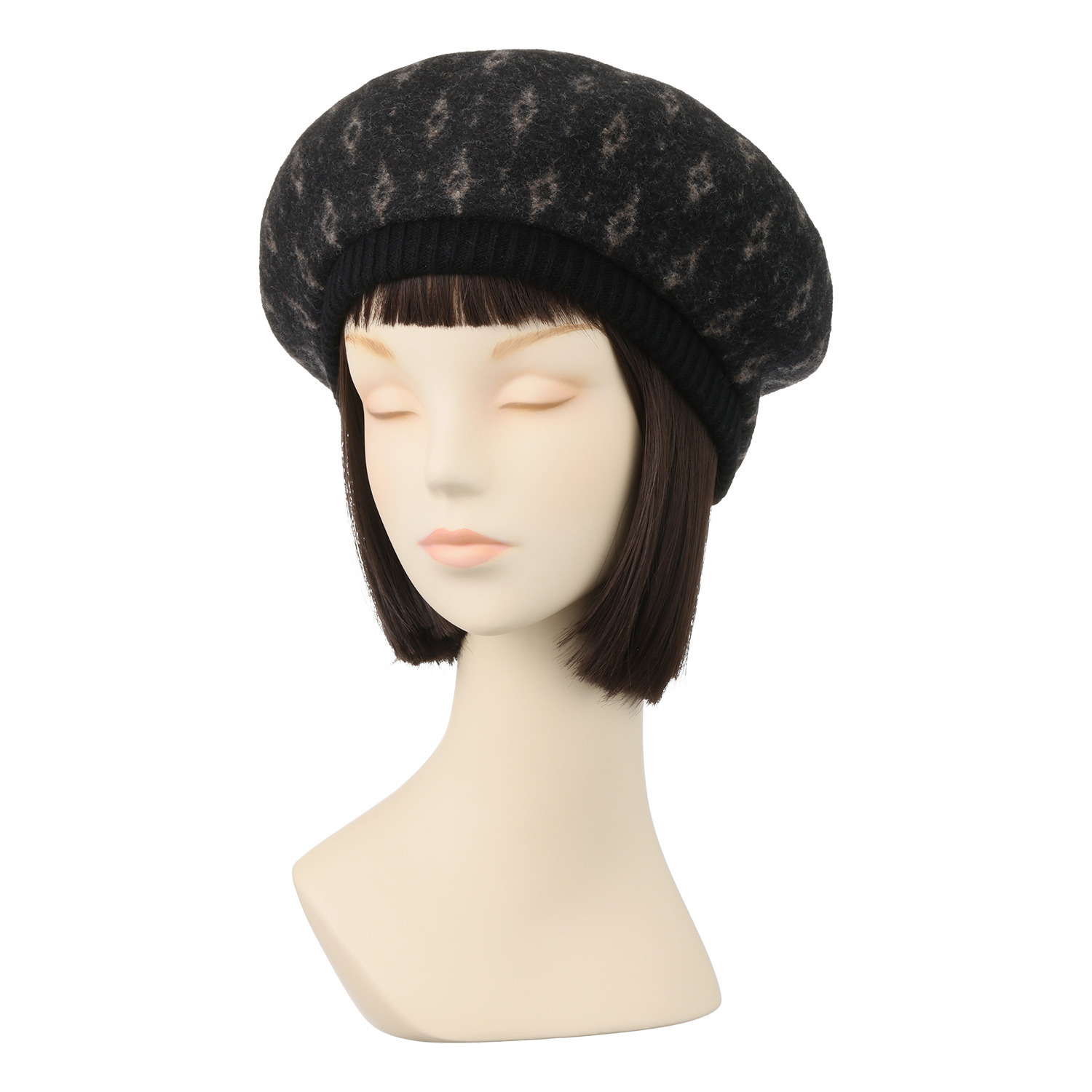 ベルモード ダイヤ柄縮絨ベレー帽