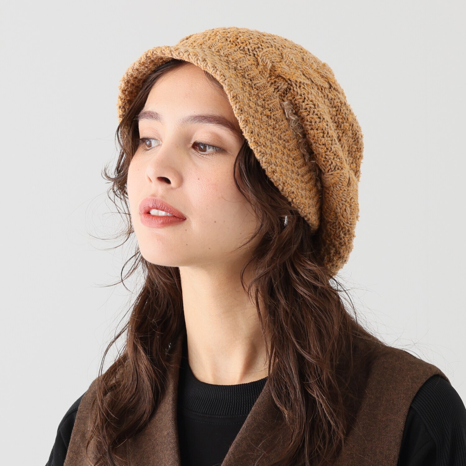 ベルモード ウール混 小つばニット帽