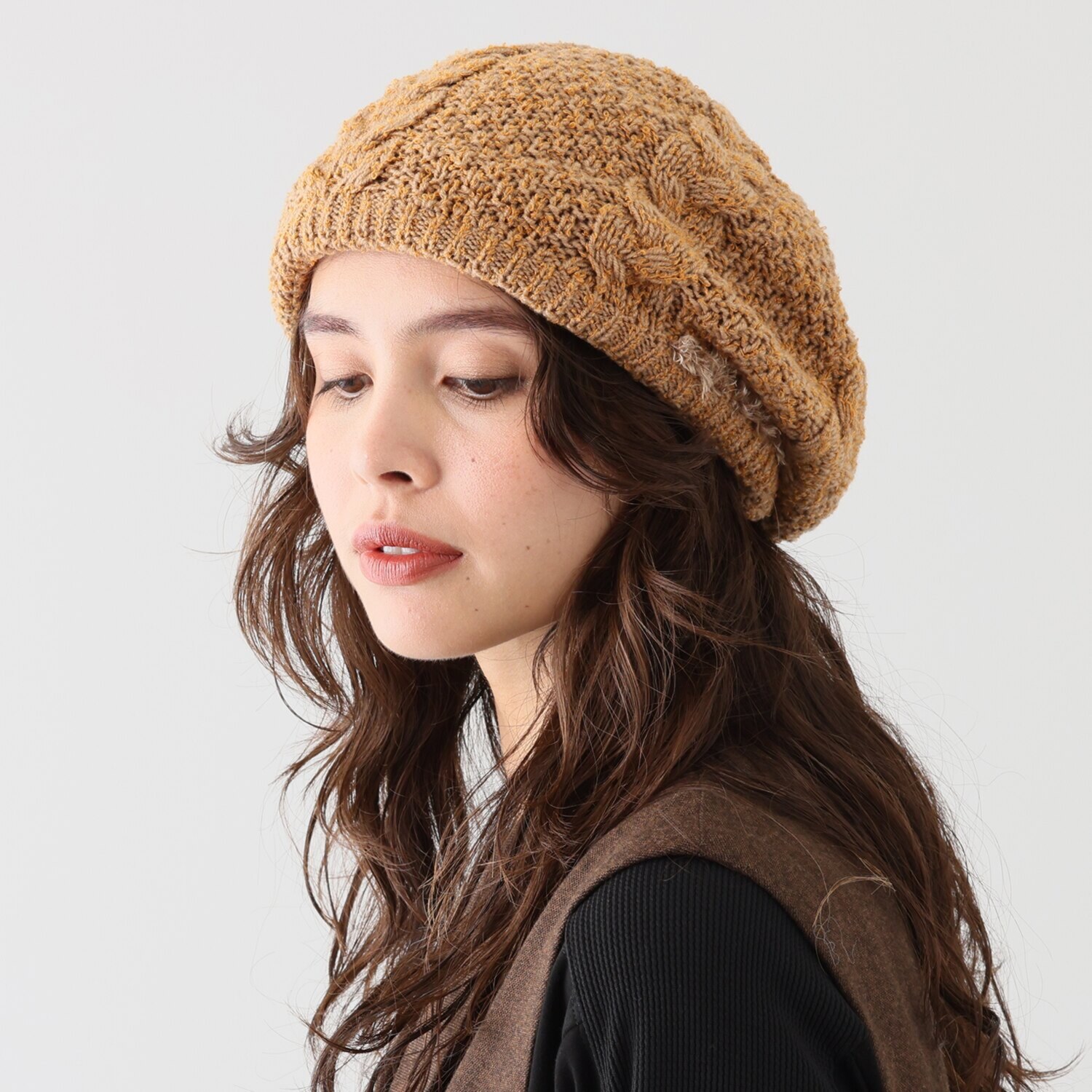 ベルモード ウール混 小つばニット帽