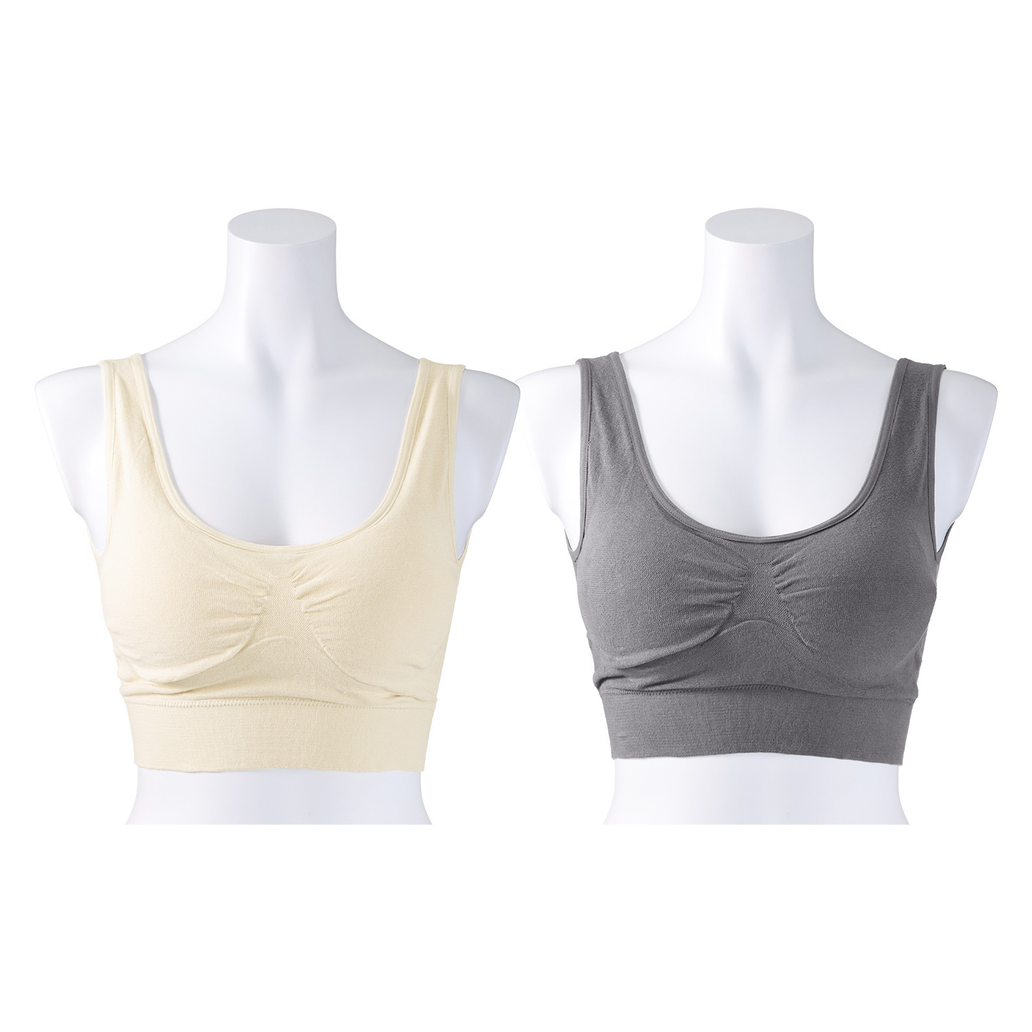 ジュエル ぐ〜んと伸びる やさしくフィット ヒアルロン酸加工 綿混素材の成型編 ハーフトップ２枚セット