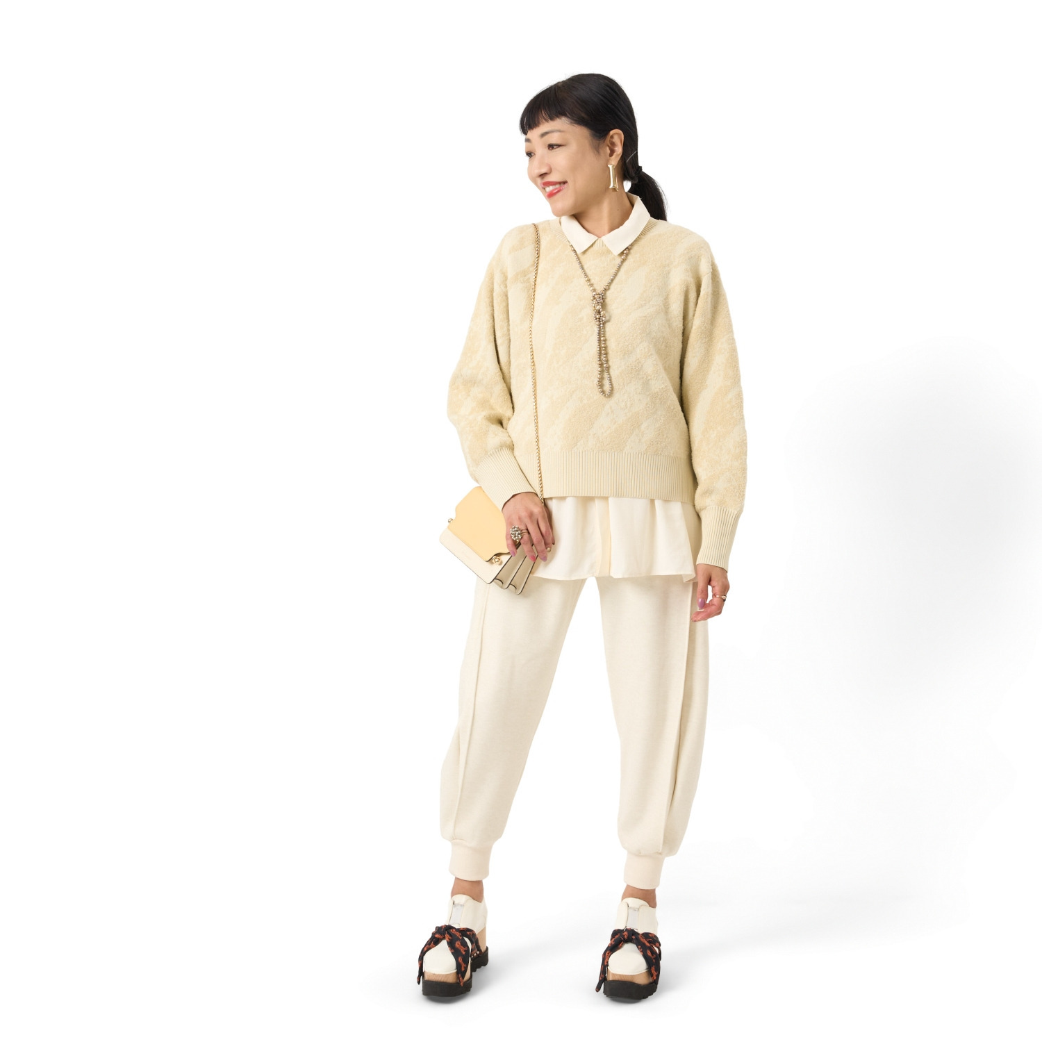 ミューリエ ゼブラ柄 ジャガードニット もっちりとした 大人のトレーナー