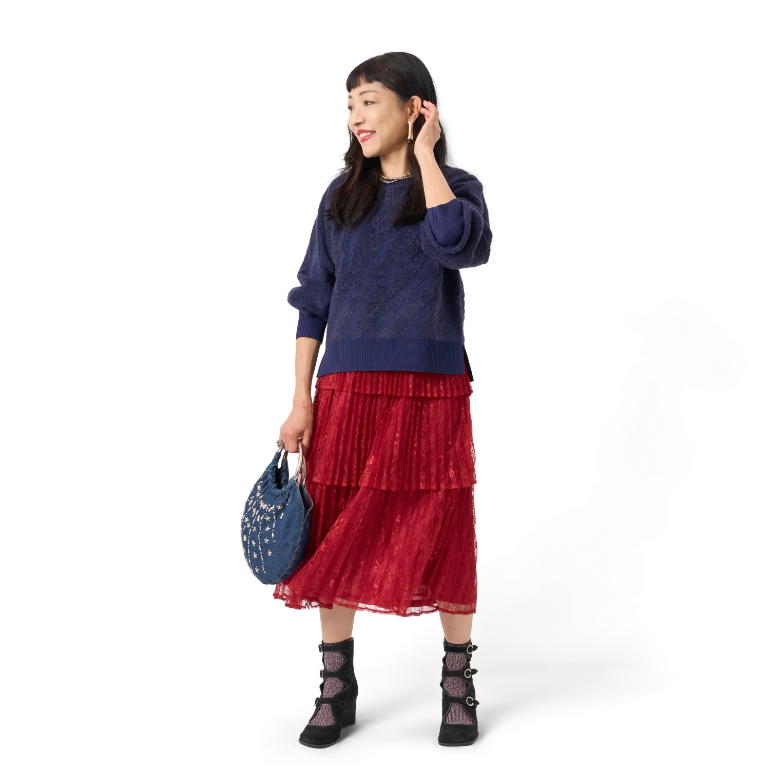 ミューリエ ゼブラ柄 ジャガードニット もっちりとした 大人のトレーナー