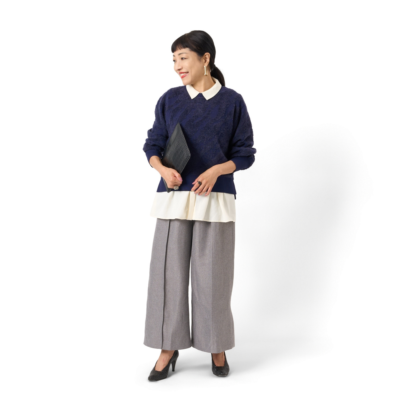 ミューリエ ゼブラ柄 ジャガードニット もっちりとした 大人のトレーナー