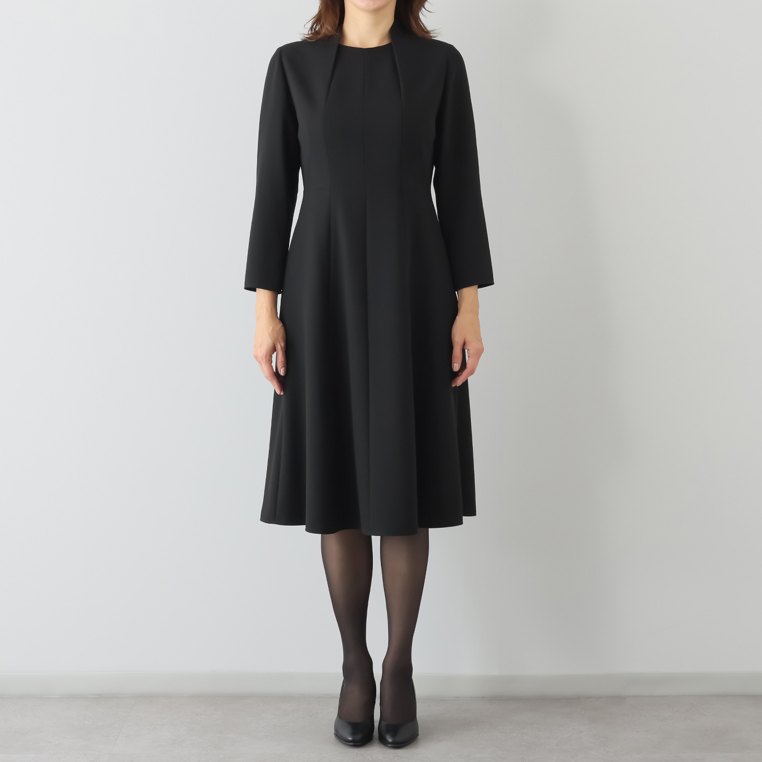 ニュイ ブラックフォーマル 洗濯機で洗える 前開きワンピース