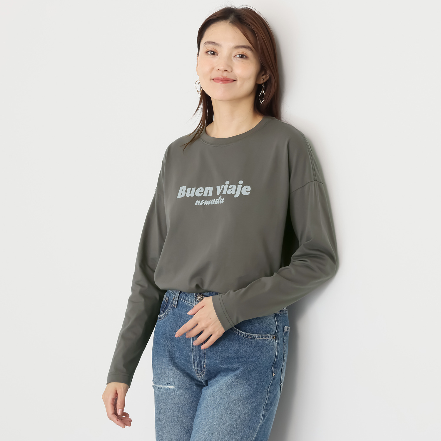 ラソエヌサーティスリー ディグリーズ ロゴプリント ロングＴシャツ