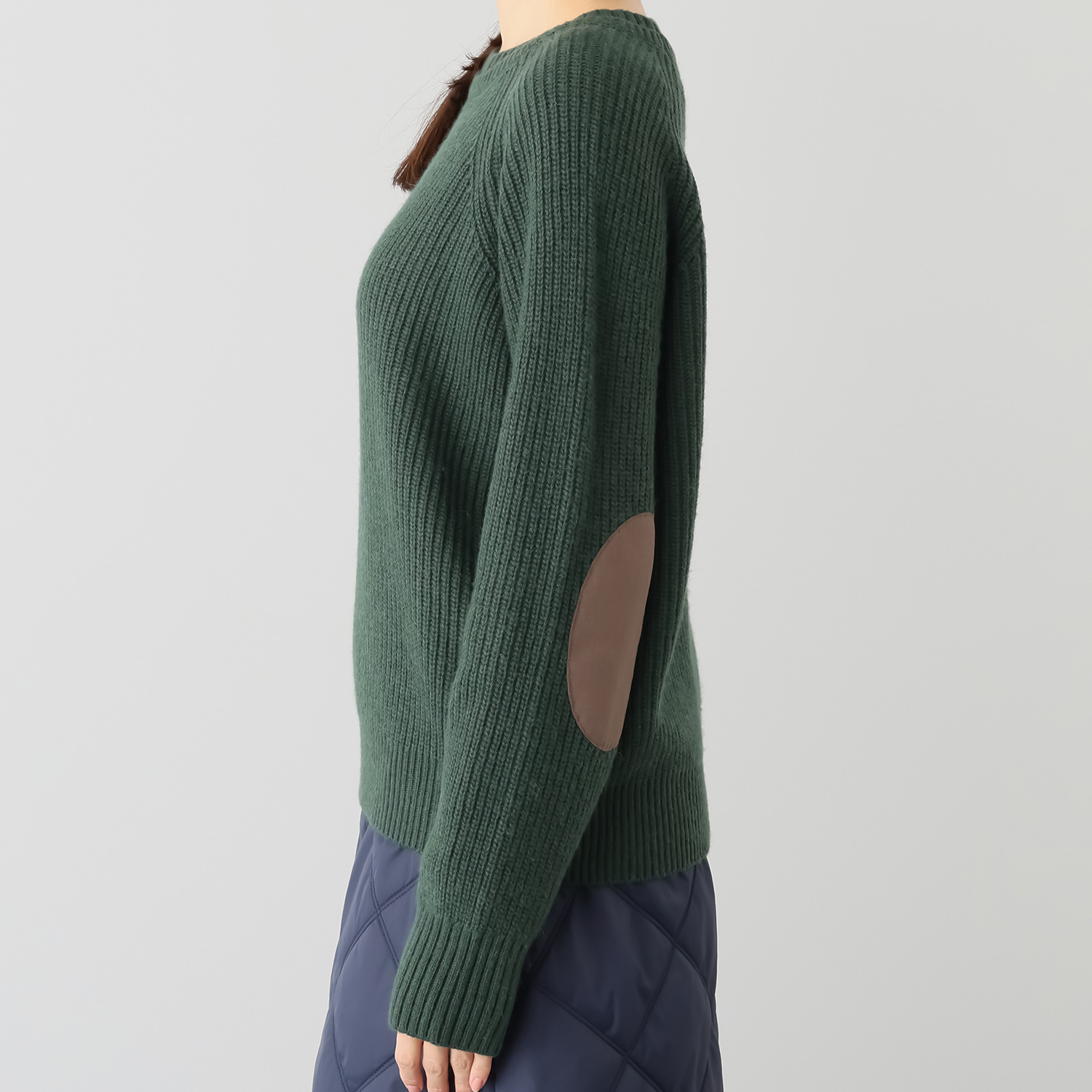 ラソエヌサーティスリー ディグリーズ 一枚でおしゃれにキマる エルボーパッチ 片畦ニットプルオーバー