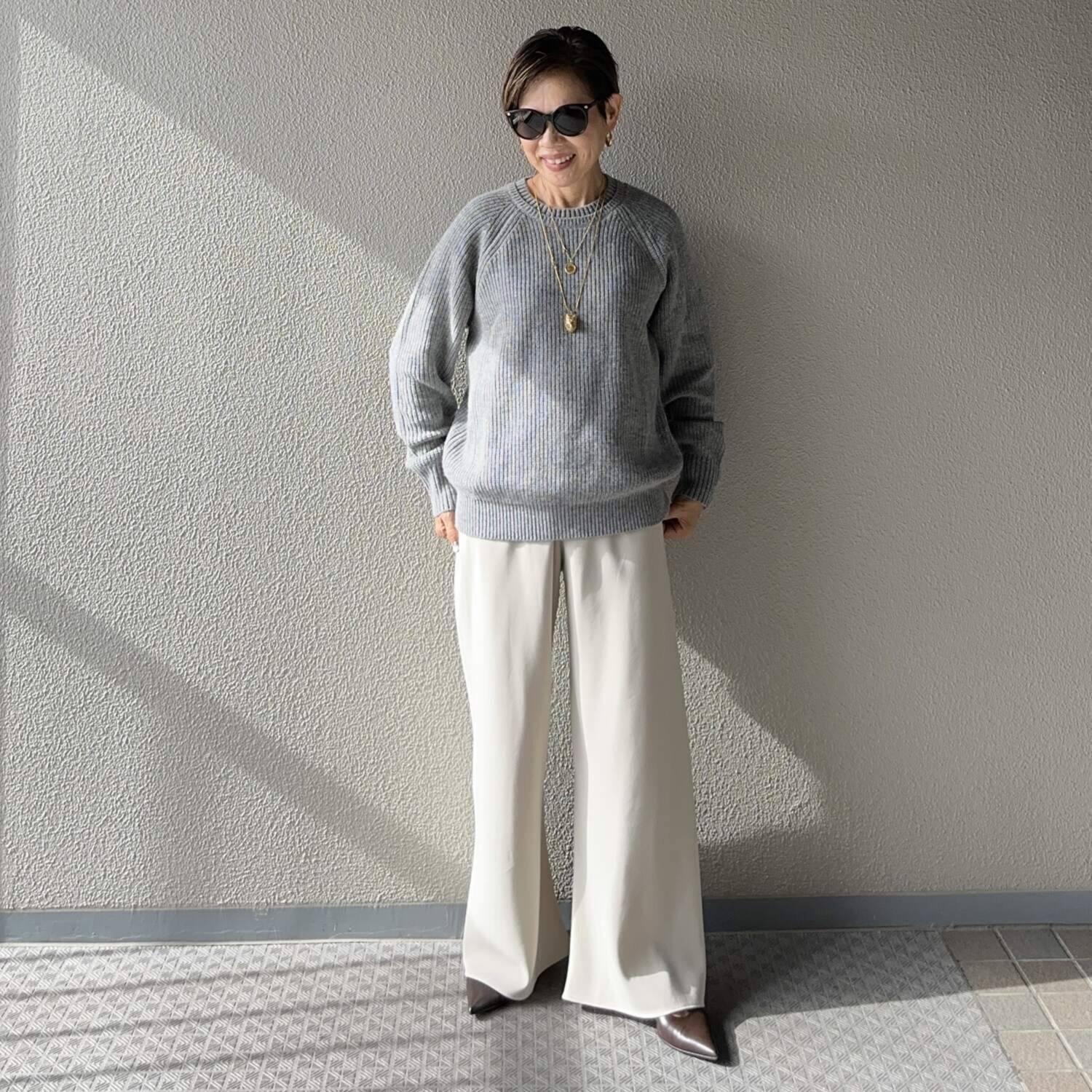 ラソエヌサーティスリー ディグリーズ 一枚でおしゃれにキマる エルボーパッチ 片畦ニットプルオーバー