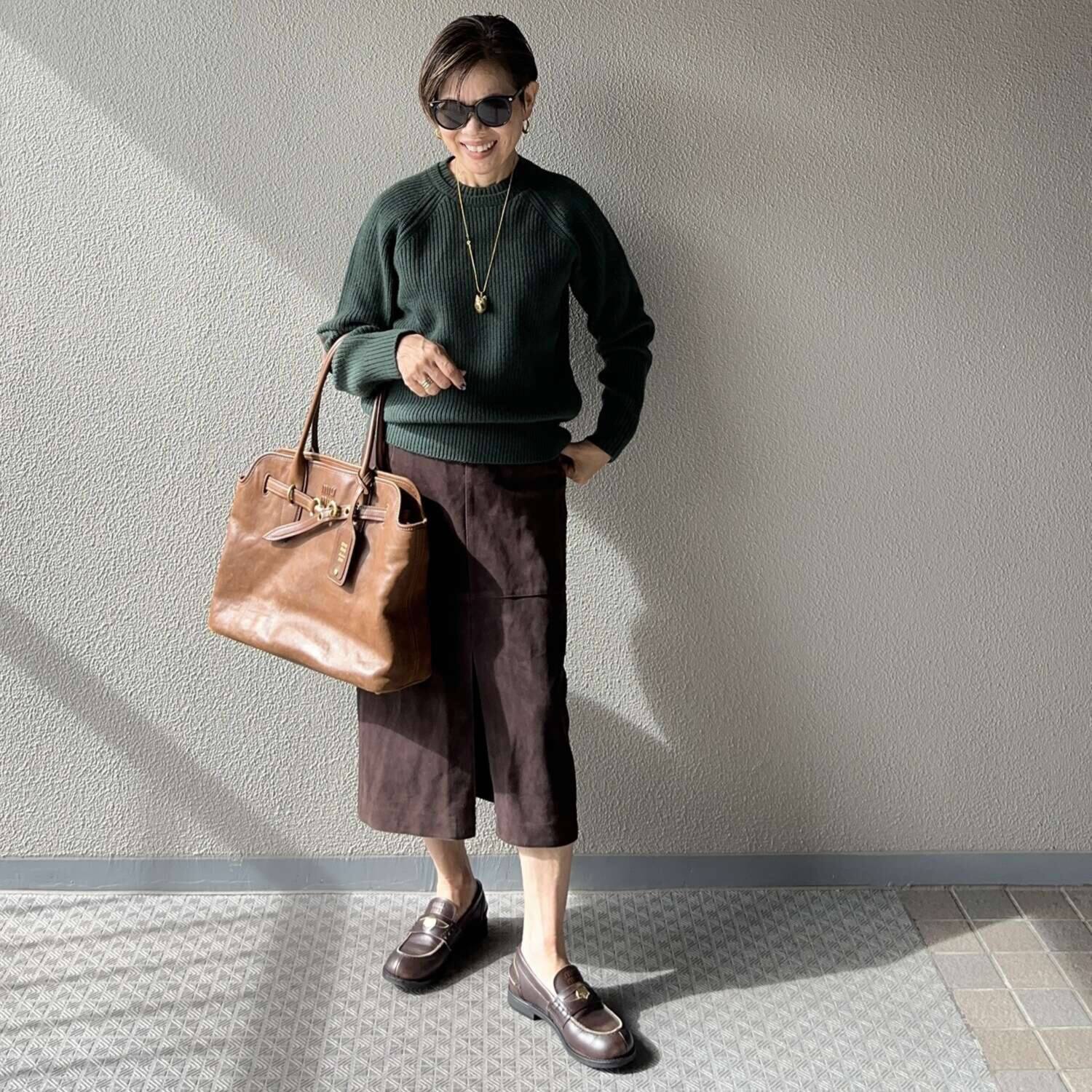 ラソエヌサーティスリー ディグリーズ 一枚でおしゃれにキマる エルボーパッチ 片畦ニットプルオーバー