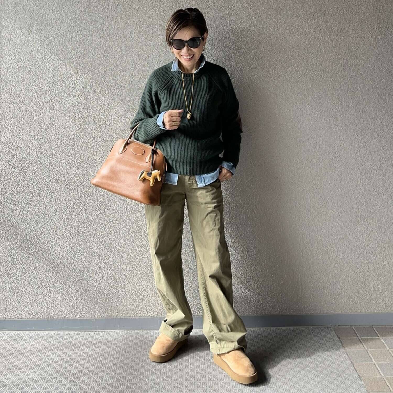 ラソエヌサーティスリー ディグリーズ 一枚でおしゃれにキマる エルボーパッチ 片畦ニットプルオーバー