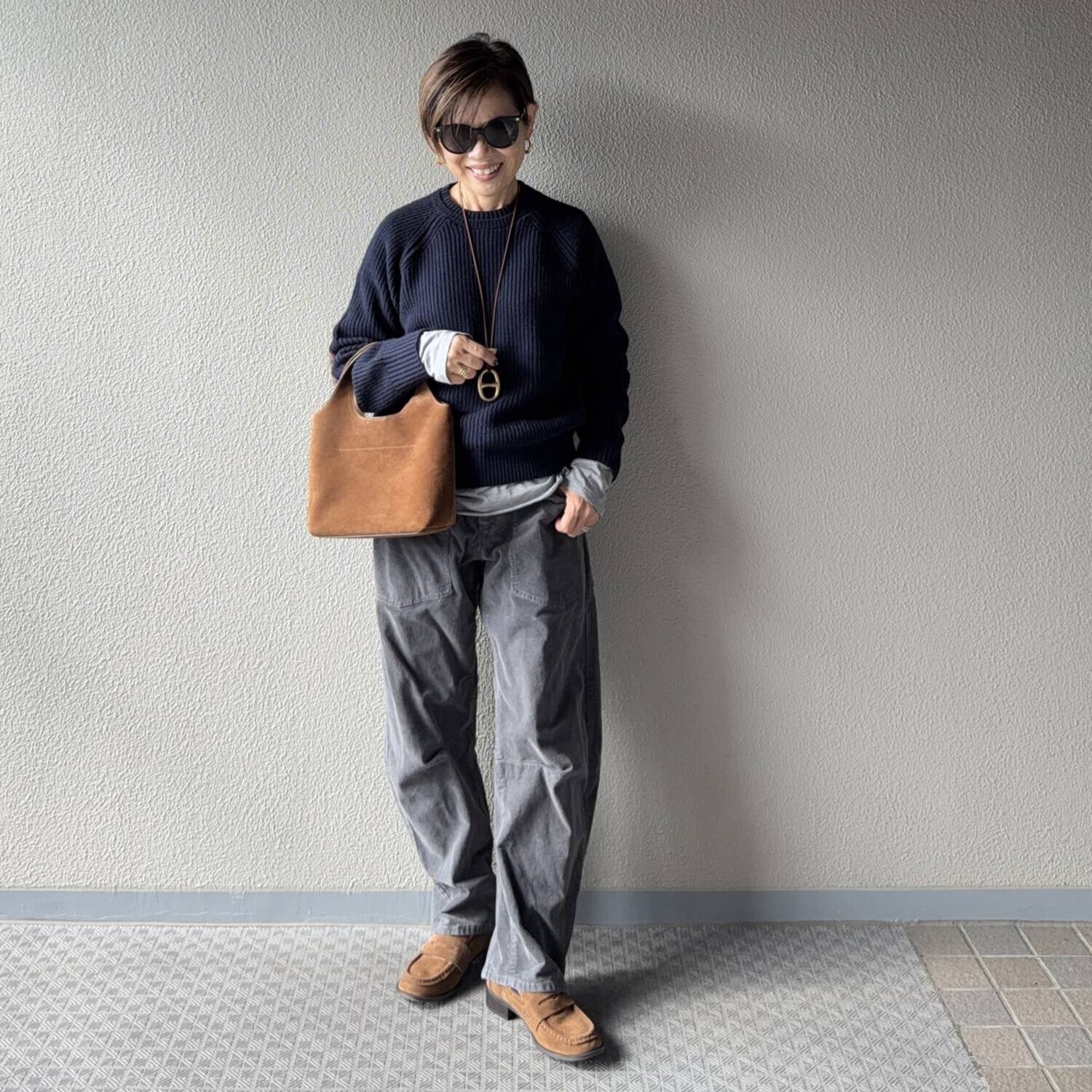 ラソエヌサーティスリー ディグリーズ 一枚でおしゃれにキマる エルボーパッチ 片畦ニットプルオーバー