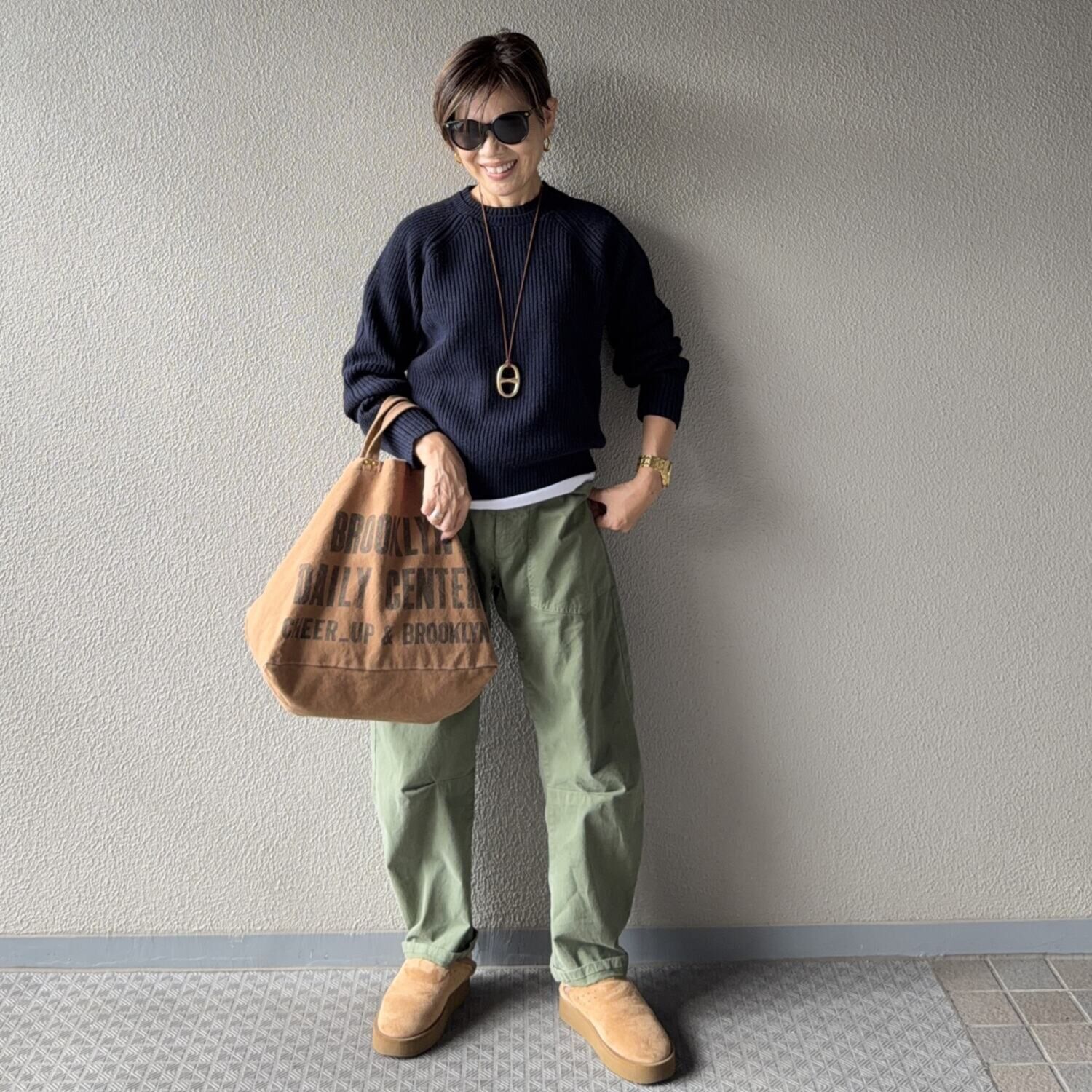 ラソエヌサーティスリー ディグリーズ 一枚でおしゃれにキマる エルボーパッチ 片畦ニットプルオーバー