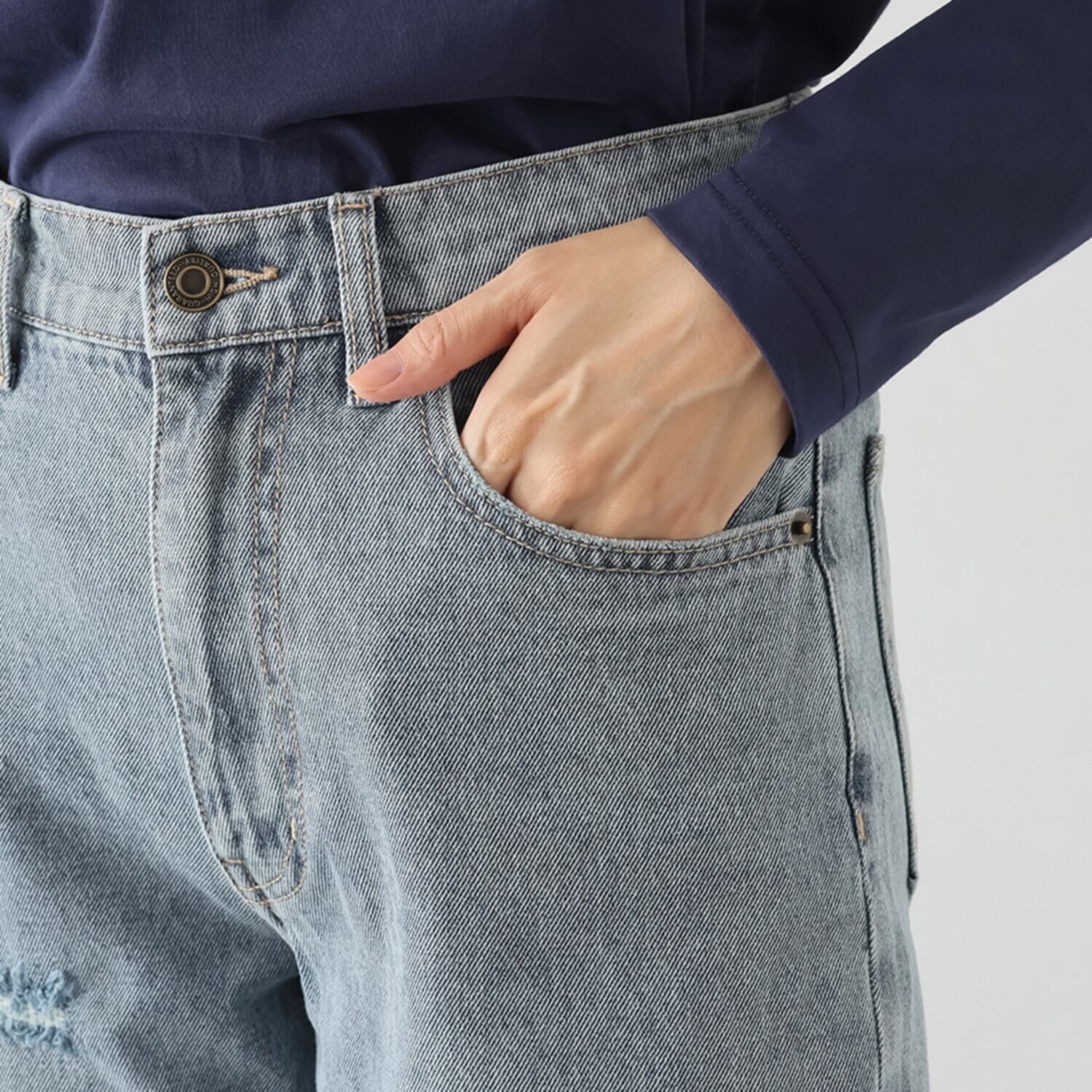 ラソエヌサーティスリー ディグリーズ ヴィンテージライク ストレートデニムパンツ