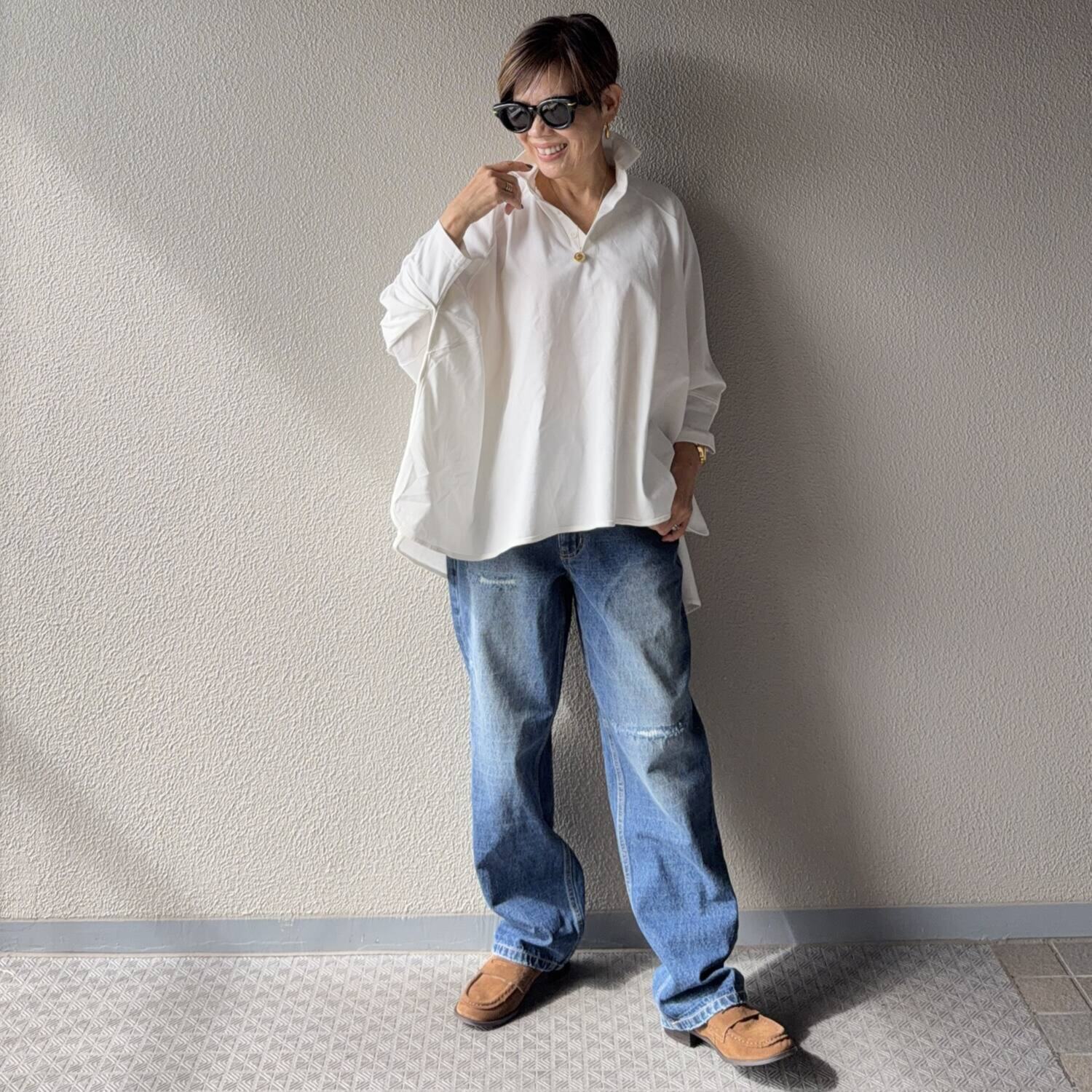 ラソエヌサーティスリー ディグリーズ ヴィンテージライク ストレートデニムパンツ