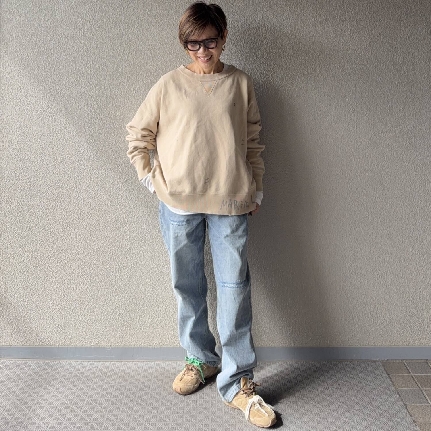 ラソエヌサーティスリー ディグリーズ ヴィンテージライク ストレートデニムパンツ