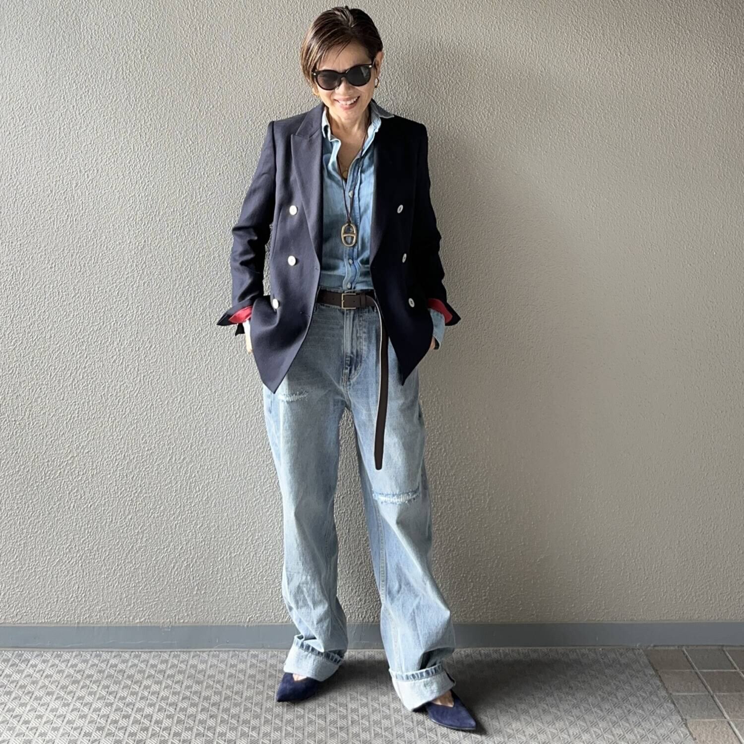 ラソエヌサーティスリー ディグリーズ ヴィンテージライク ストレートデニムパンツ