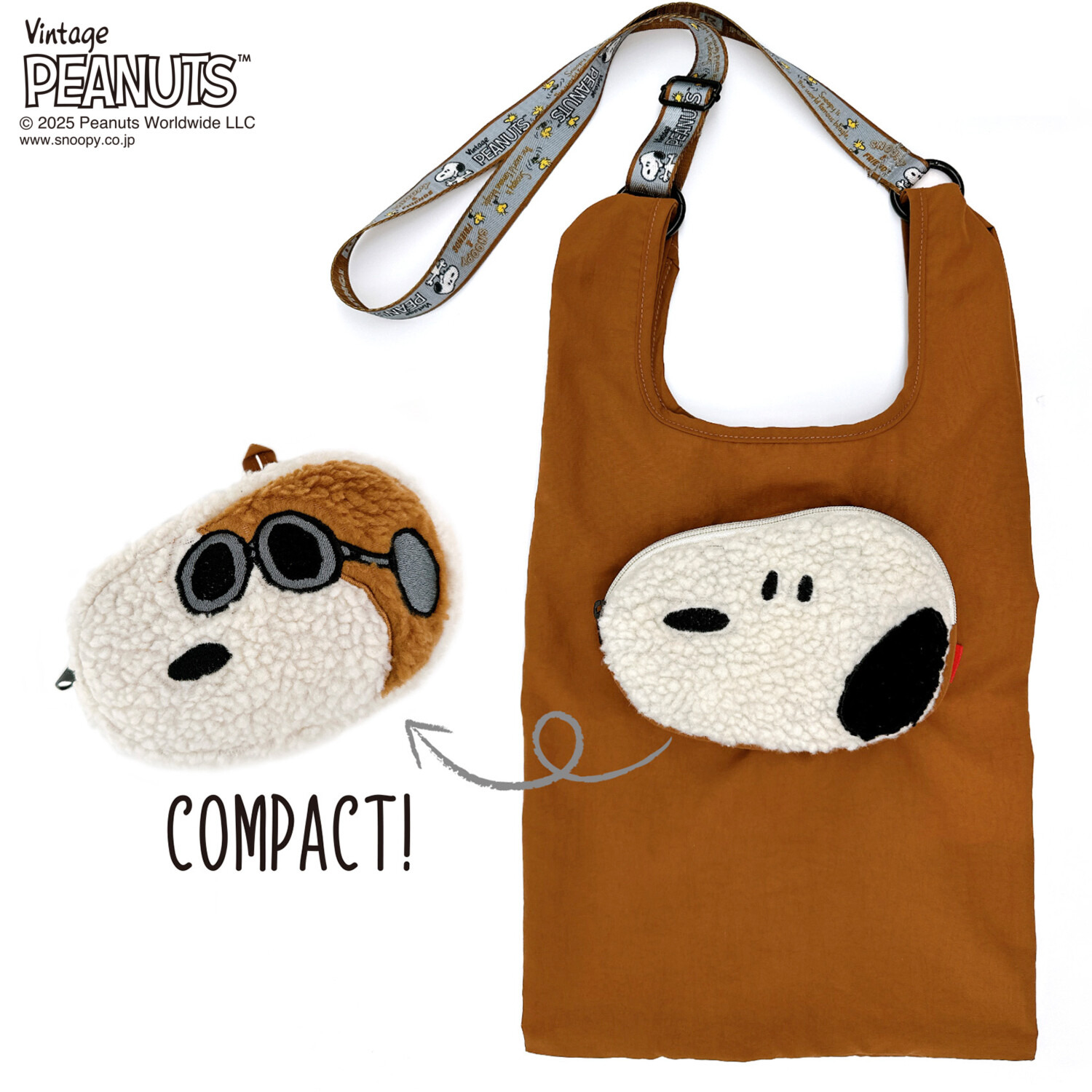 ルートート スヌーピーの ふたつの表情が楽しめる！ 収納可能な ショッパーバッグ