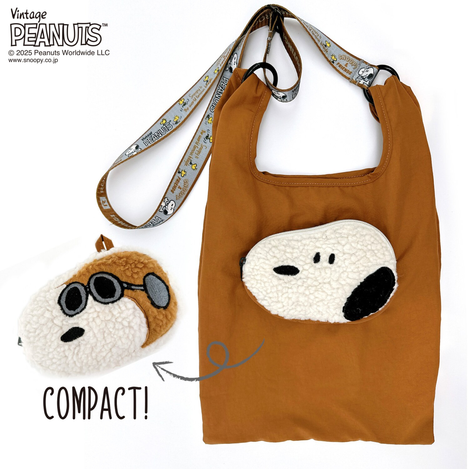 ルートート スヌーピーの ふたつの表情が楽しめる！ 収納可能な ミニショッパーバッグ