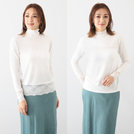 マリランテ 暖かい！蒸れにくい！ タケダレースアクセント エレガントプルオーバー デザイン違い２枚セット