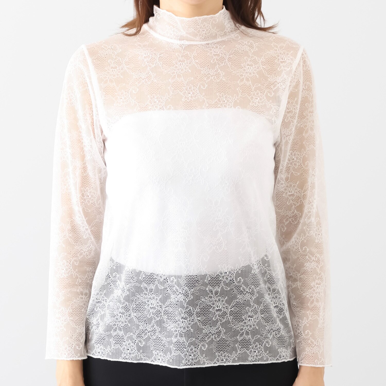 マリランテ 重ね着で華やか レイヤードファッション タケダレース 長袖プルオーバー