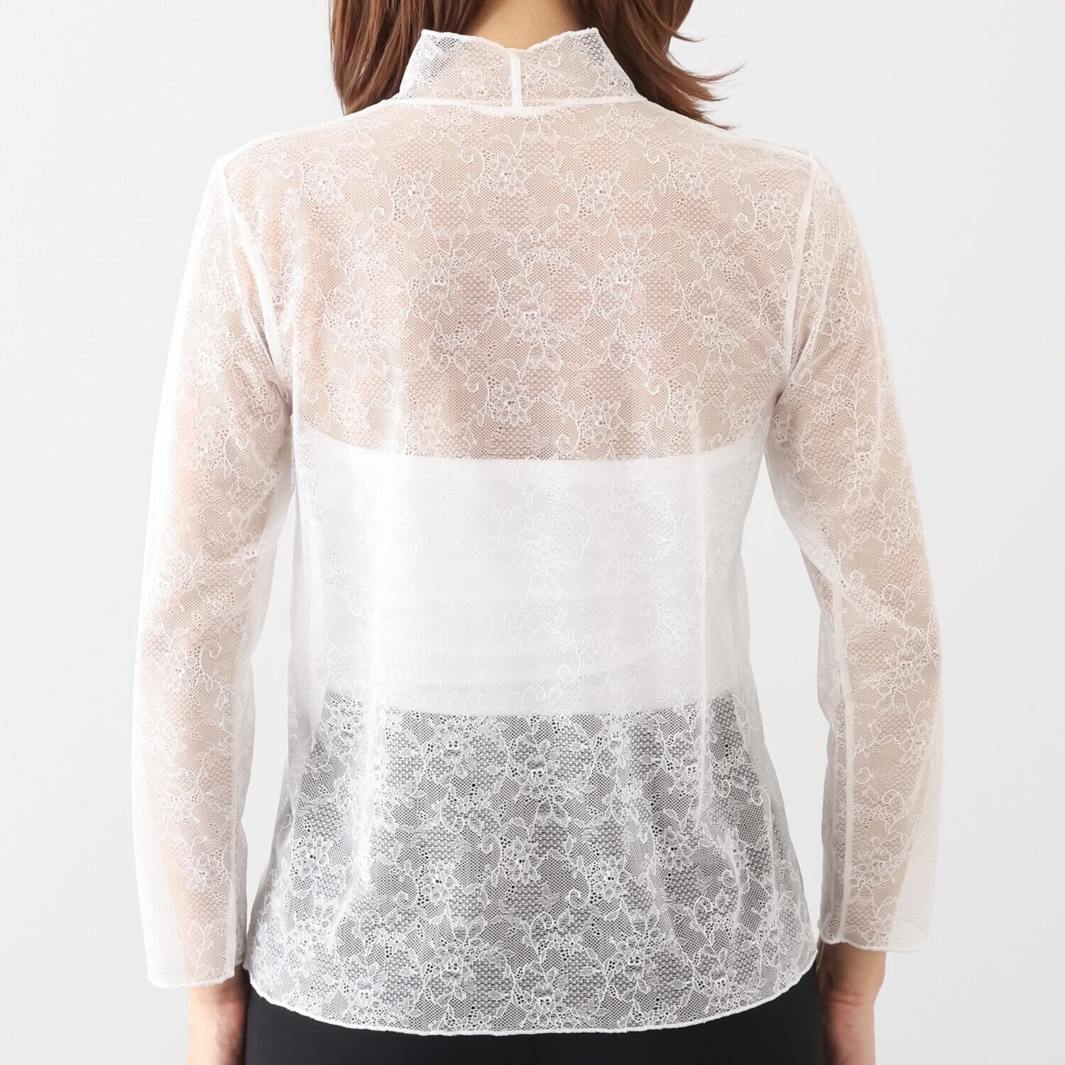 マリランテ 重ね着で華やか レイヤードファッション タケダレース 長袖プルオーバー