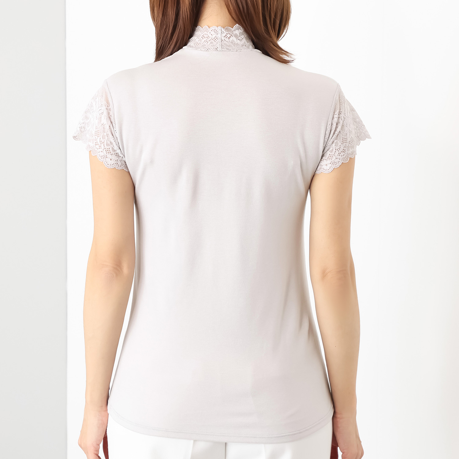 マリランテ 暖かい！蒸れにくい！ 柔らかのびのび快適素材 タケダレースアクセント フレンチ袖プルオーバー