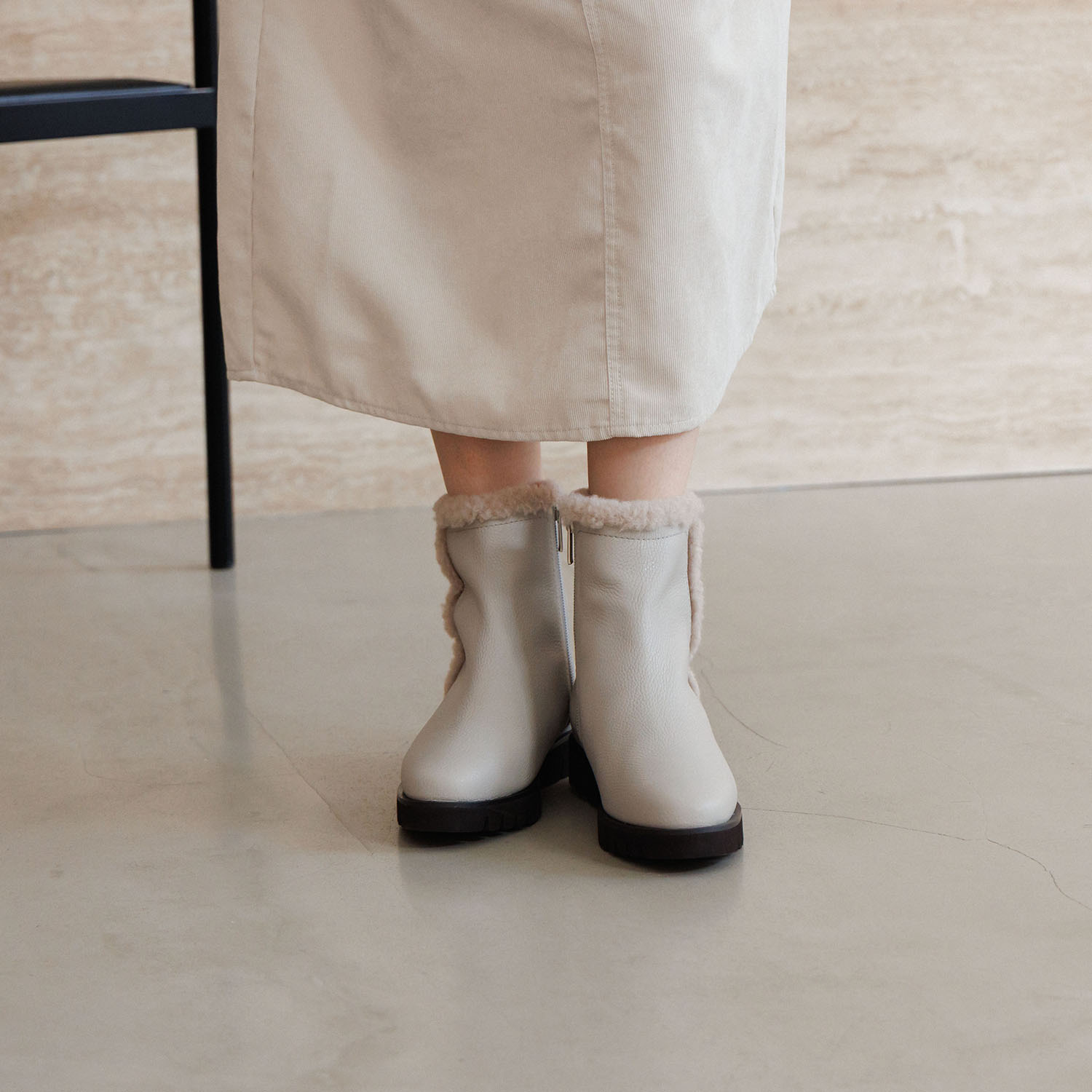 卑弥呼 日本製 はっ水牛革 ボアブーツ