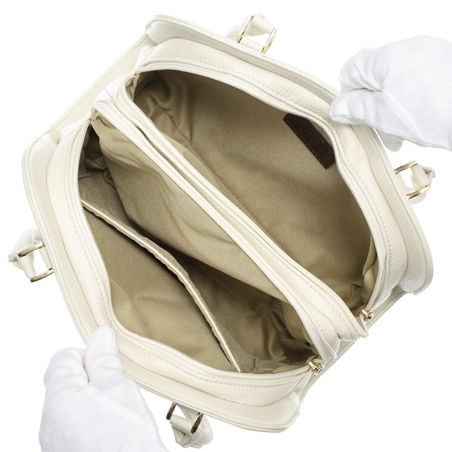 グッシオイタリー ２ルームで整理しやすい ボストン型トートバッグ