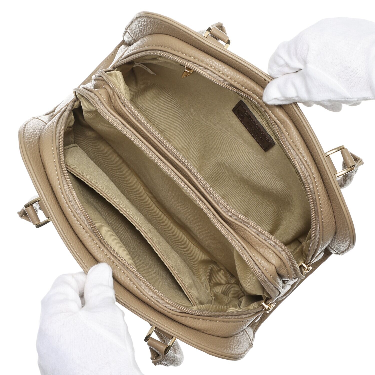 グッシオイタリー ２ルームで整理しやすい ボストン型トートバッグ