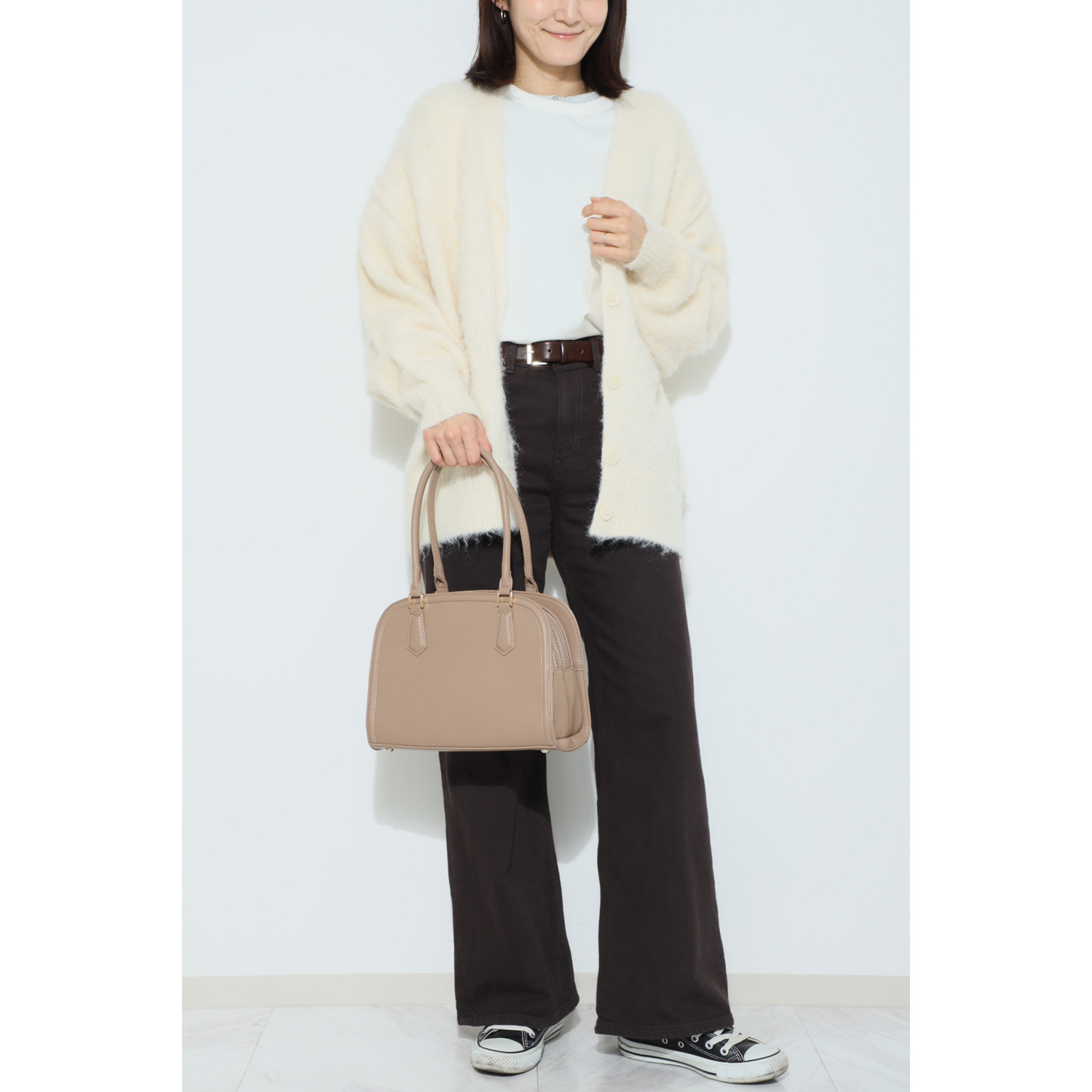 グッシオイタリー ２ルームで整理しやすい ボストン型トートバッグ