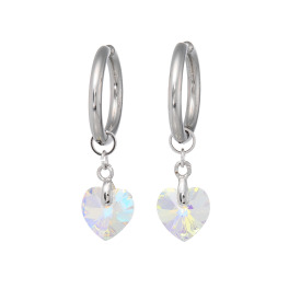 キラキラギフト バイ　アビステ ステンレス クリスタルガラス ハートモティーフ イヤリング／ピアス