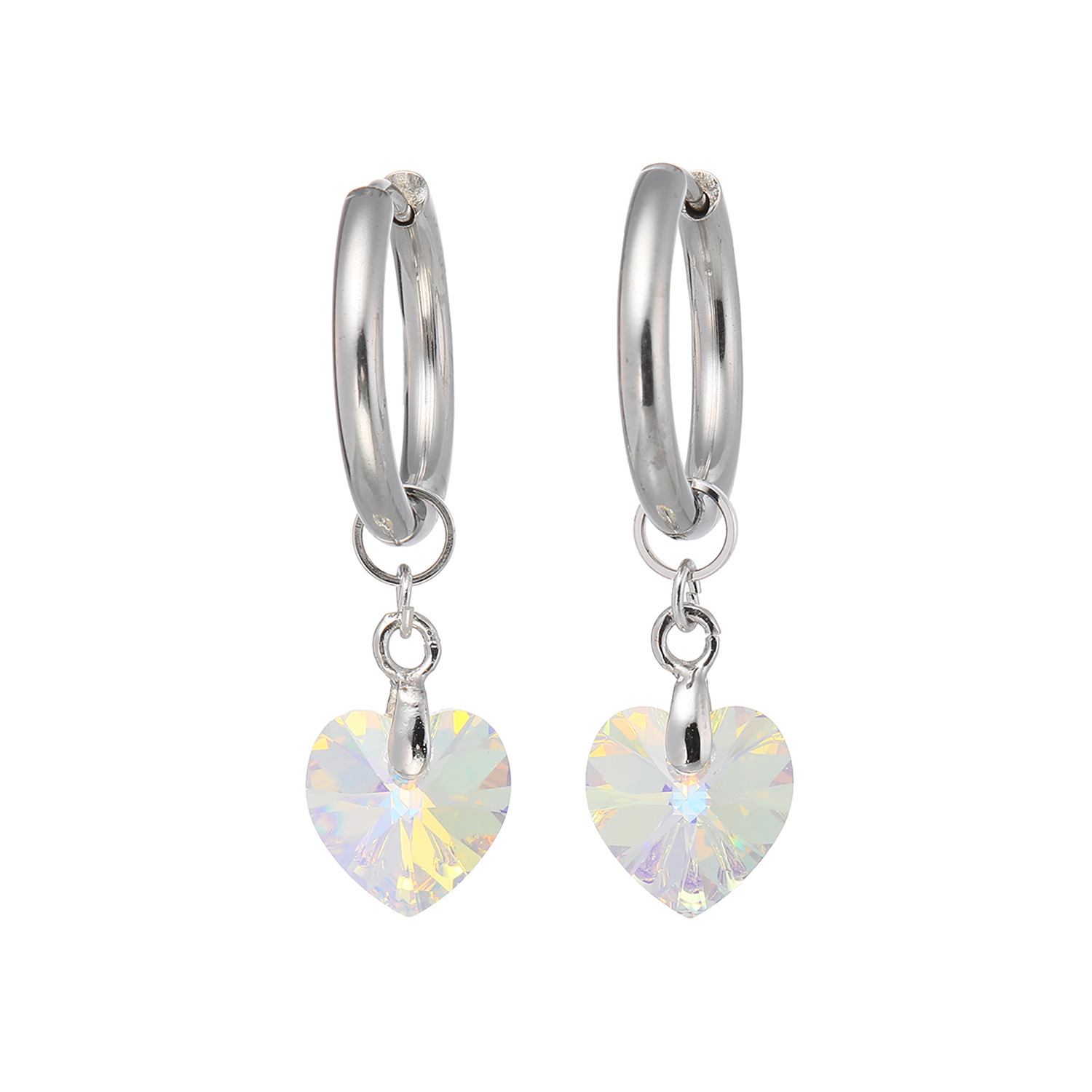 キラキラギフト バイ　アビステ ステンレス クリスタルガラス ハートモティーフ イヤリング／ピアス
