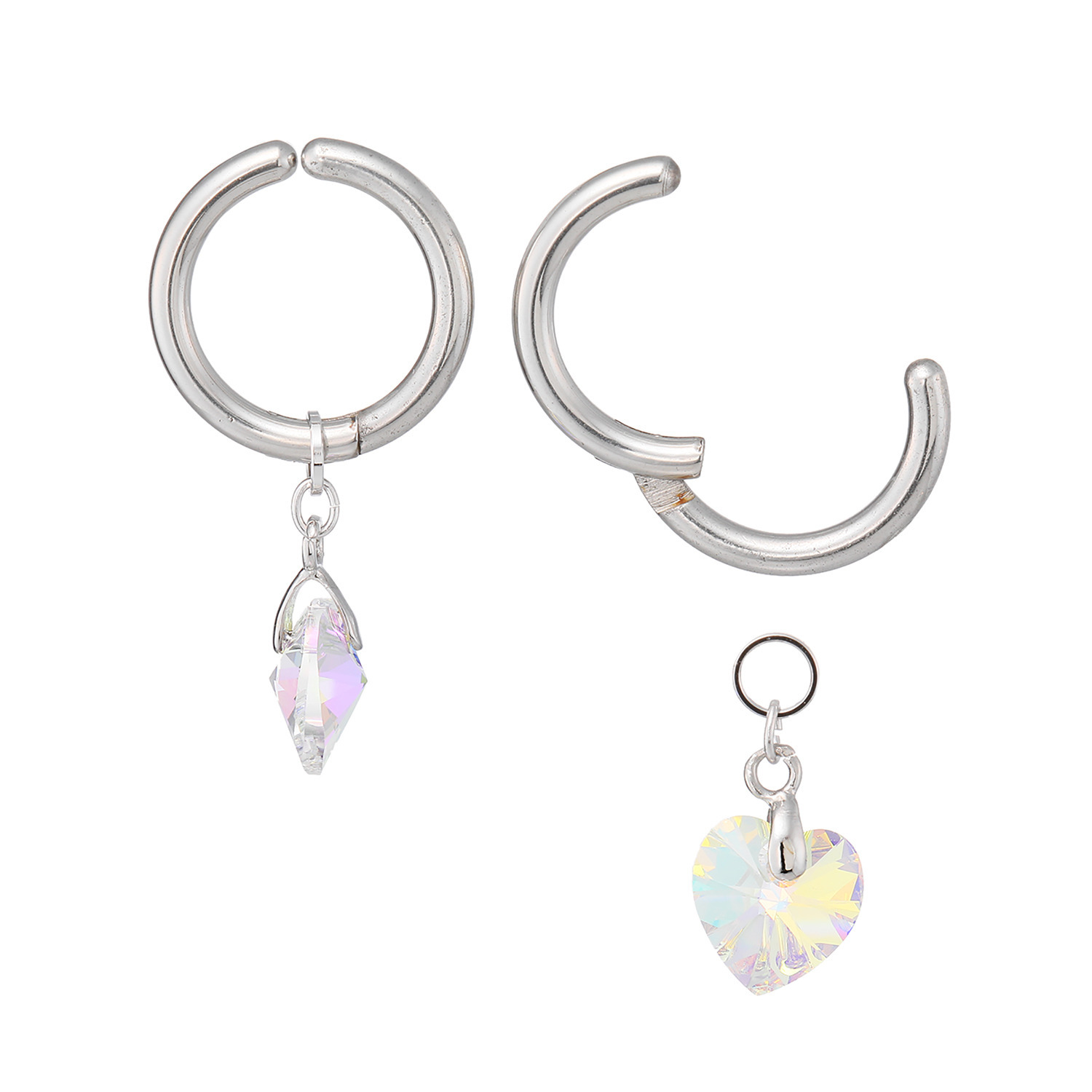キラキラギフト バイ　アビステ ステンレス クリスタルガラス ハートモティーフ イヤリング／ピアス