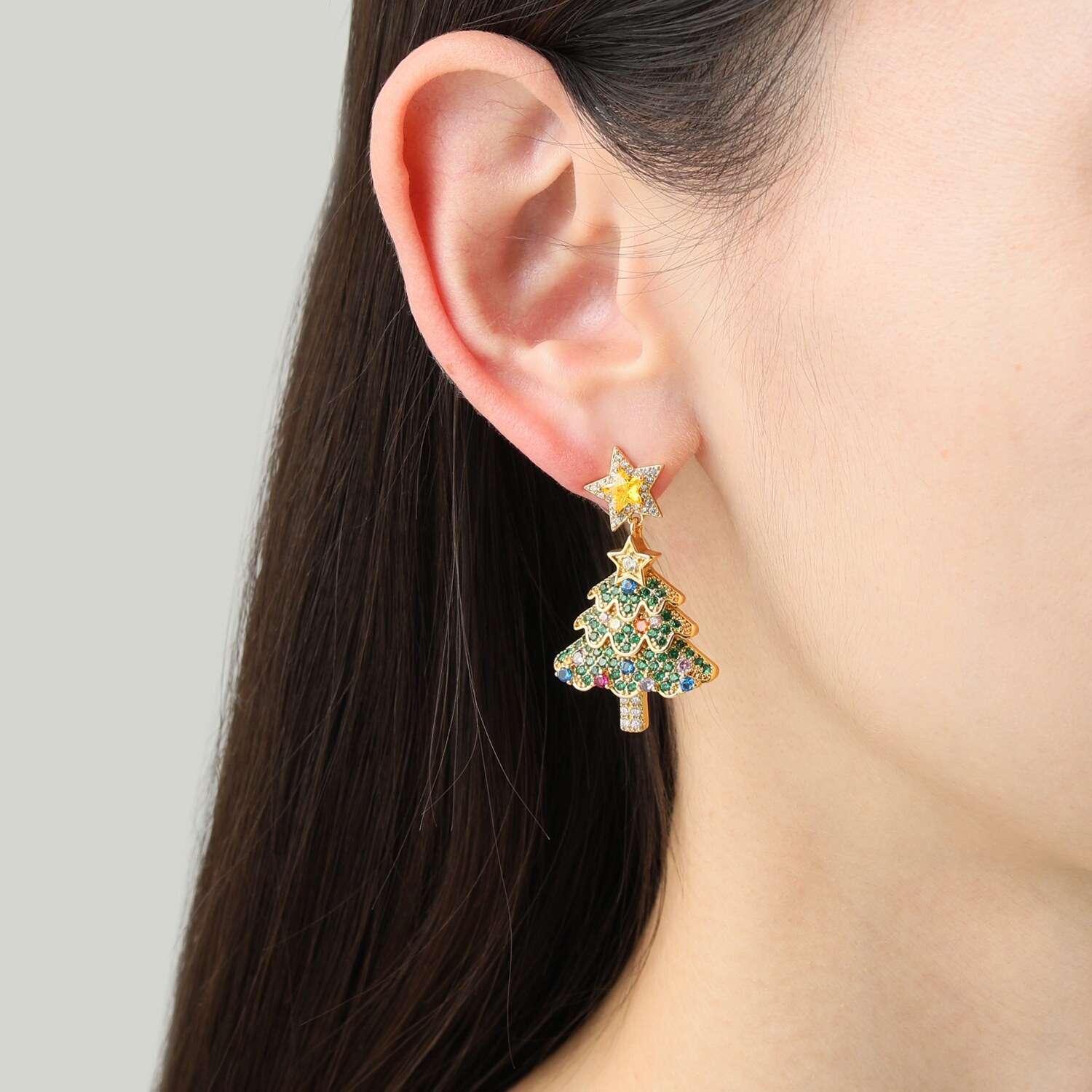 キラキラギフト バイ　アビステ シルバー ビジュウ クリスマスツリー ピアス