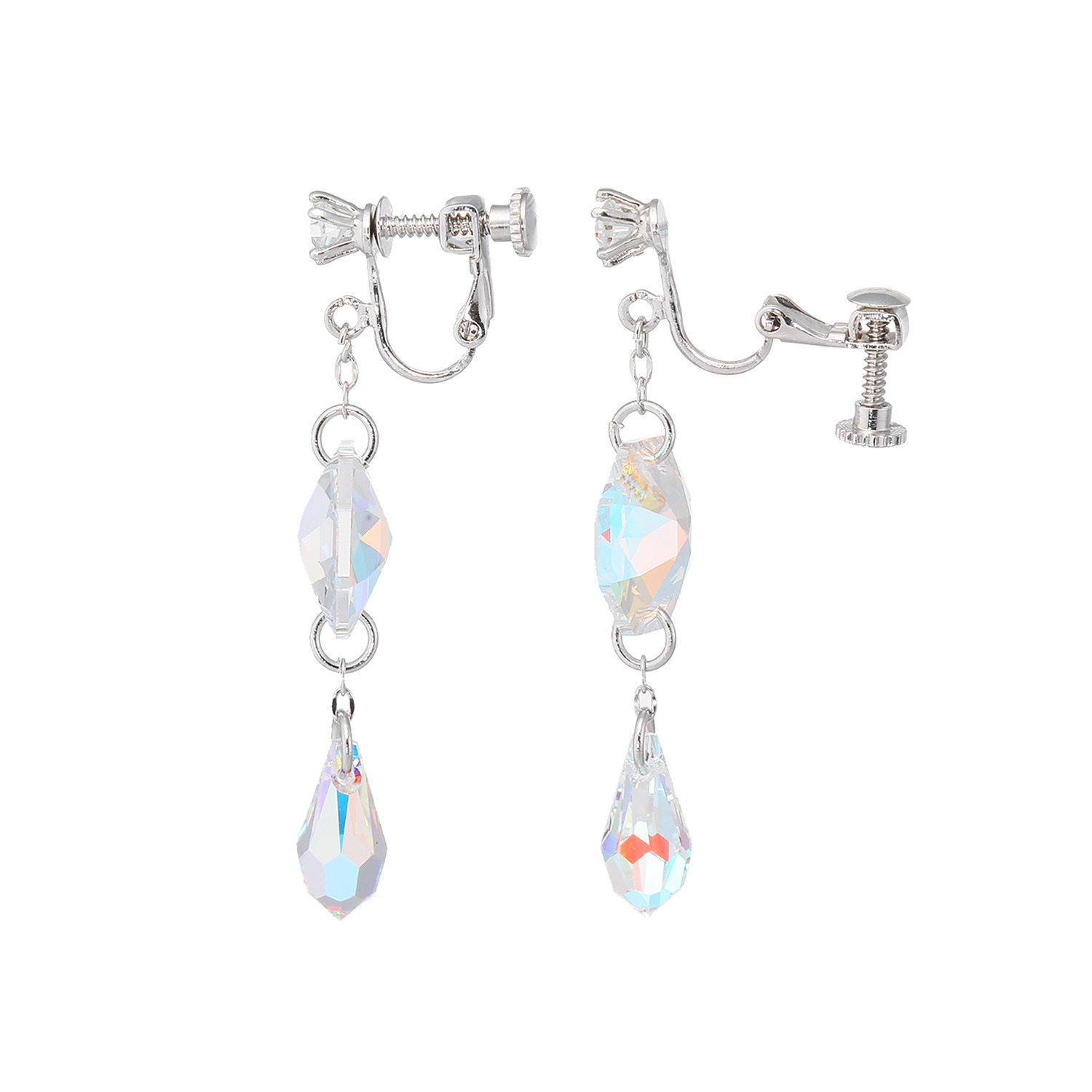 キラキラギフト バイ　アビステ クリスタルガラス＆ ビジュウ オクタゴンデザイン イヤリング／ピアス