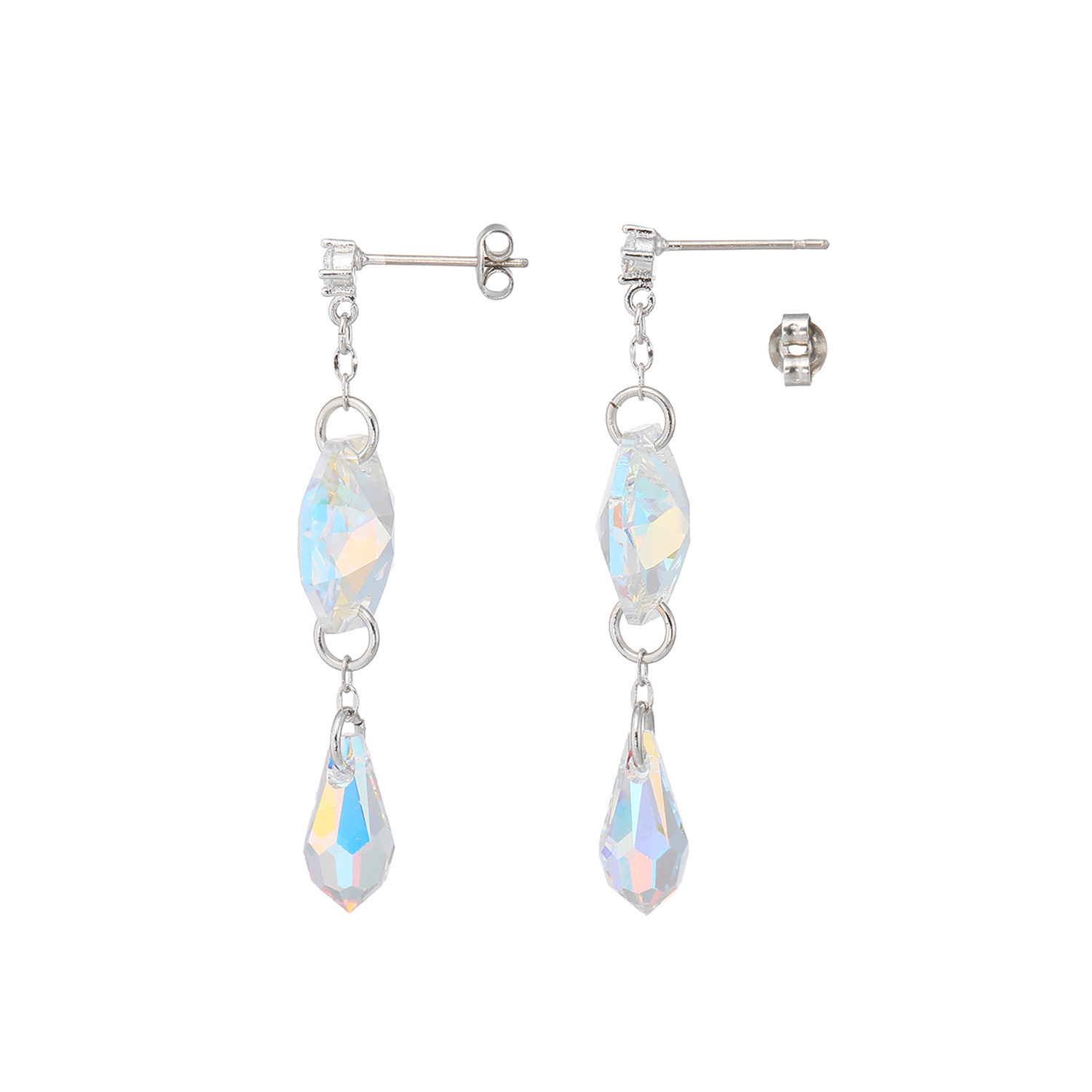 キラキラギフト バイ　アビステ クリスタルガラス＆ ビジュウ オクタゴンデザイン イヤリング／ピアス