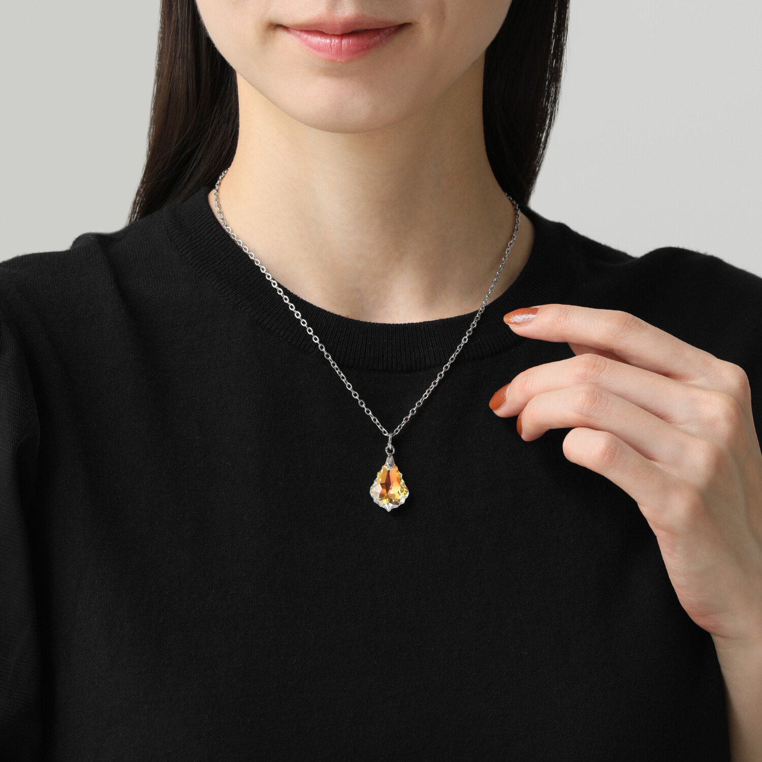 キラキラギフト バイ　アビステ ステンレス クリスタルガラス モティーフペンダント