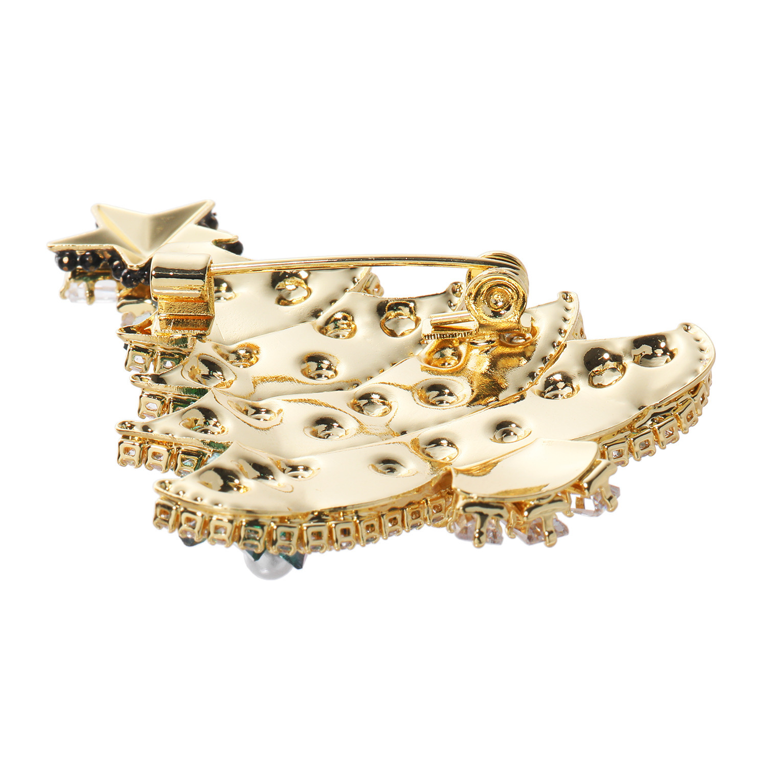 キラキラギフト バイ　アビステ ビジュウ＆ガラスパール クリスマスツリー ブローチ