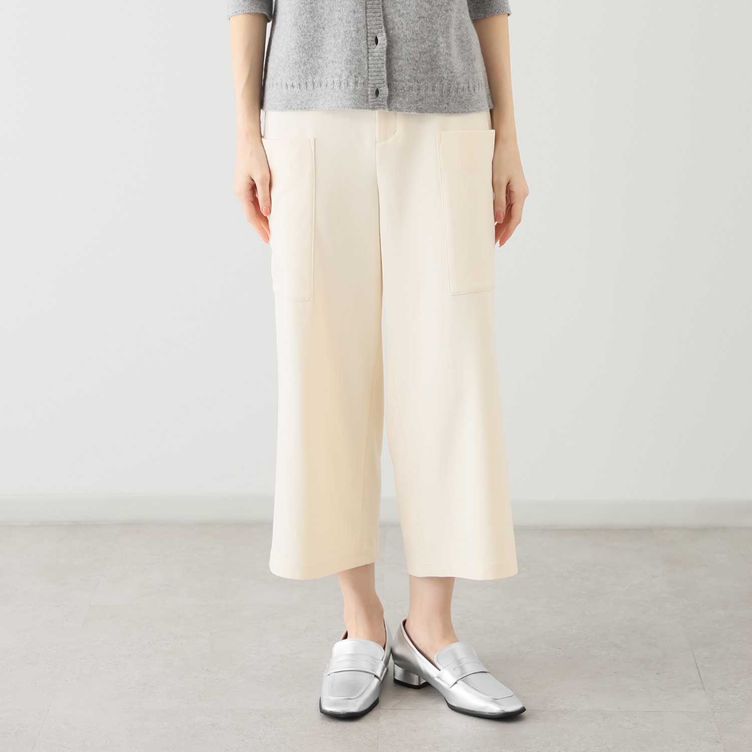 エムズ　スタイル コスミカルウォーム裏起毛 ソフトカーゴ クロップトワイドパンツ