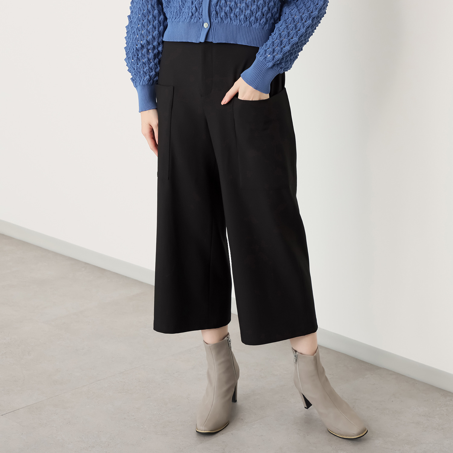 エムズ　スタイル コスミカルウォーム裏起毛 ソフトカーゴ クロップトワイドパンツ