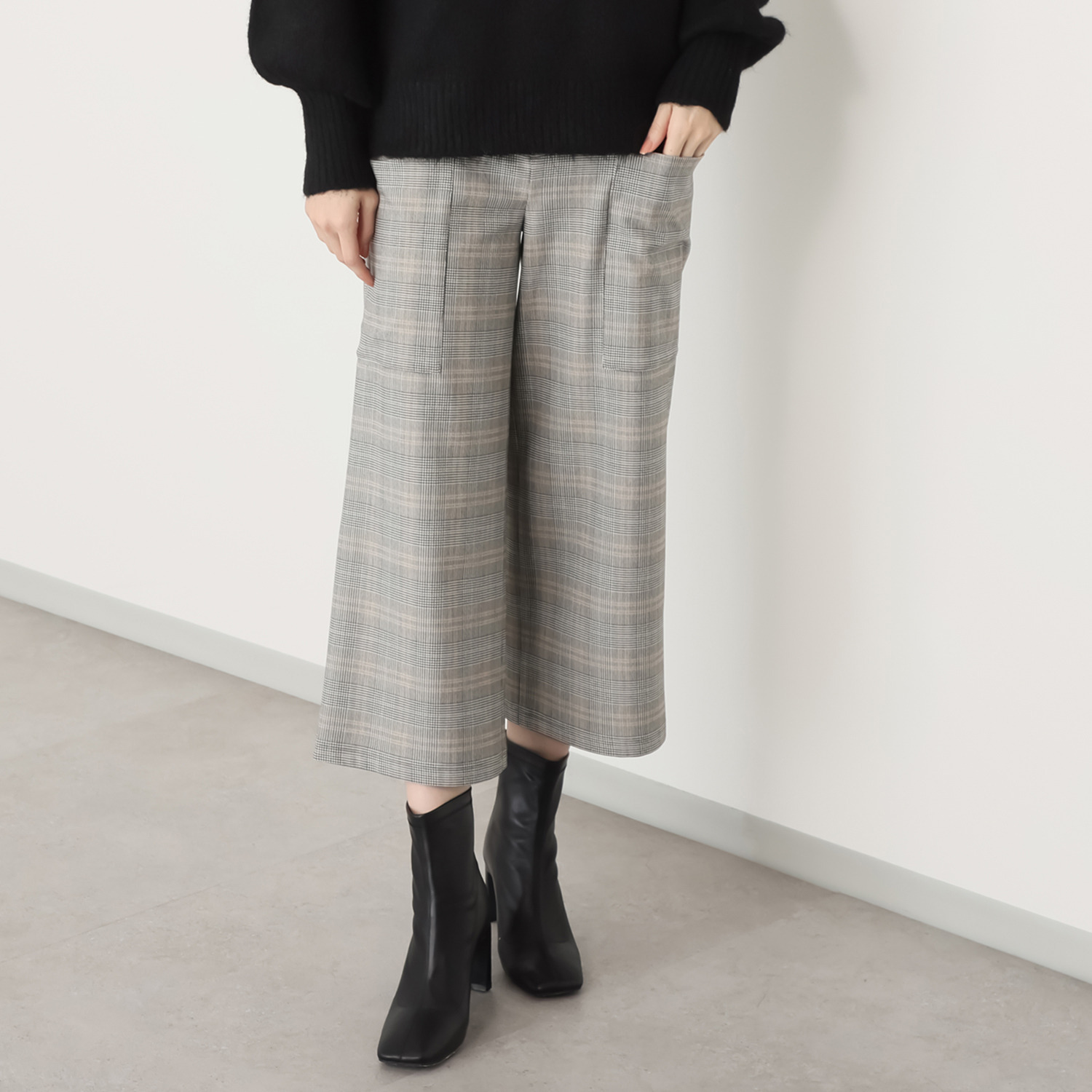 エムズ　スタイル コスミカルウォーム裏起毛 ソフトカーゴ クロップトワイドパンツ