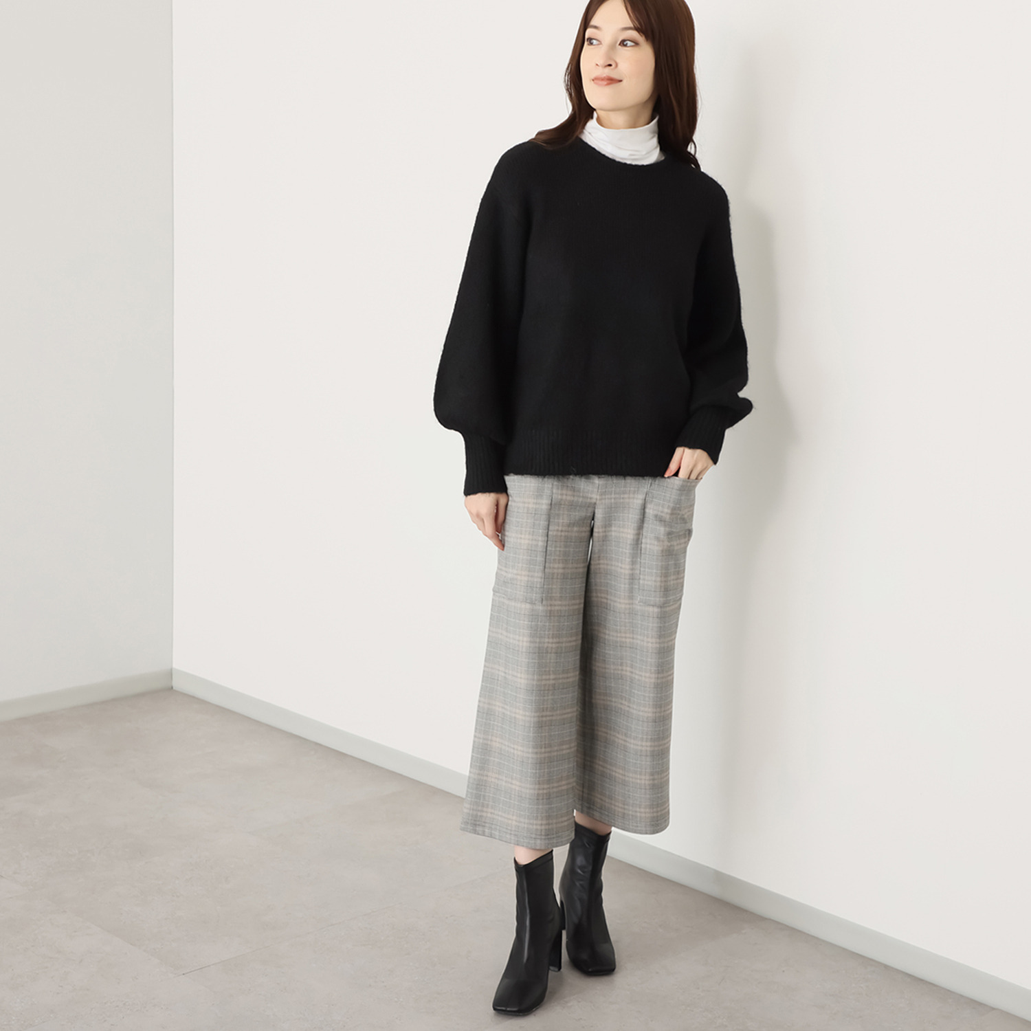 エムズ　スタイル コスミカルウォーム裏起毛 ソフトカーゴ クロップトワイドパンツ