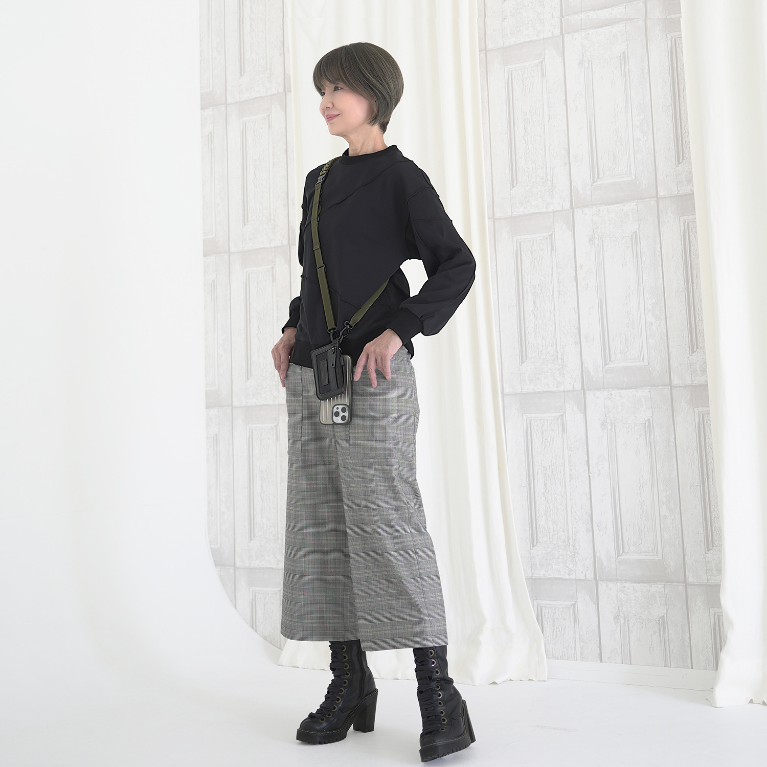 エムズ　スタイル コスミカルウォーム裏起毛 ソフトカーゴ クロップトワイドパンツ