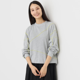 エムズ　スタイル ソフトミニ裏毛 アシンメトリー切替 メロウデザイン 大人トレーナー