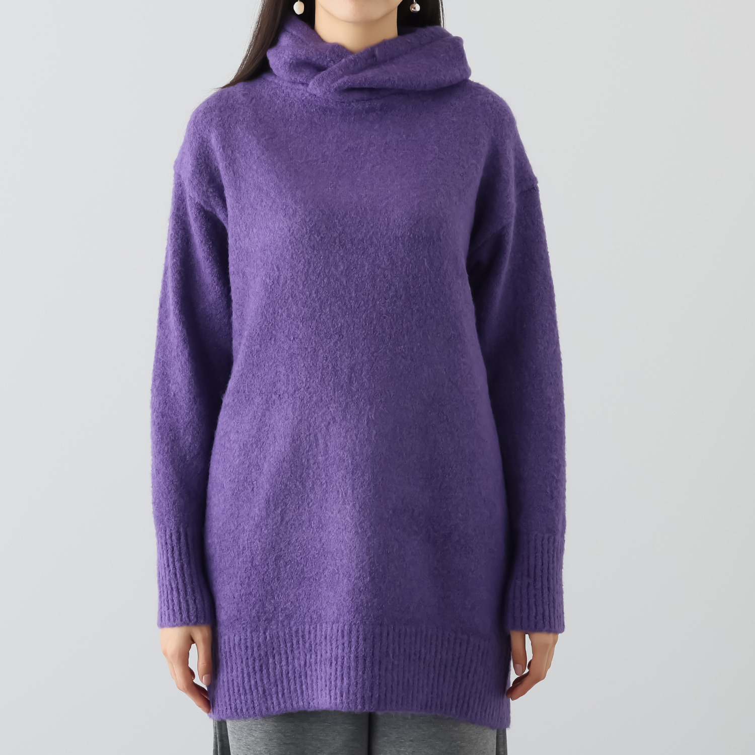 エムズ　スタイル ブークレニット フーディーデザイン チュニックプルオーバー