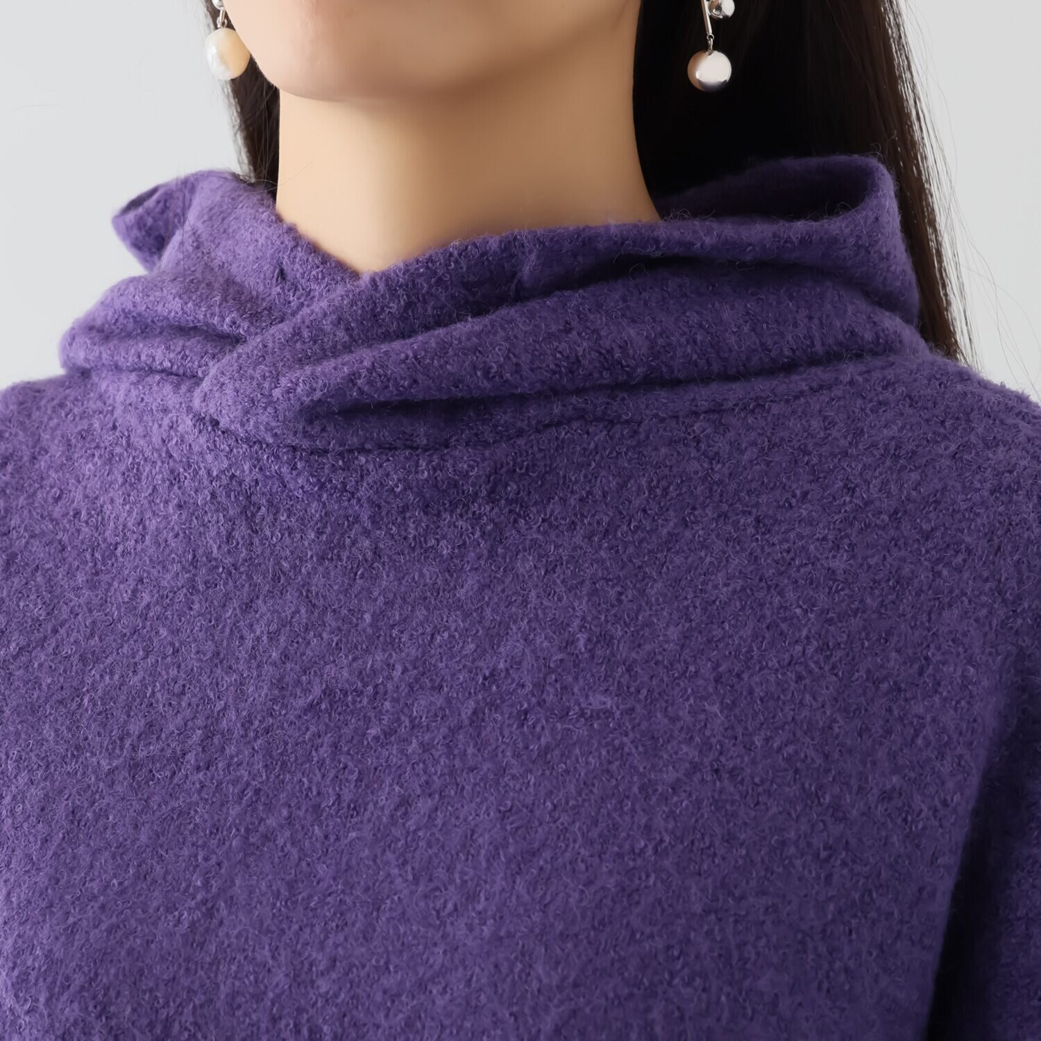 エムズ　スタイル ブークレニット フーディーデザイン チュニックプルオーバー