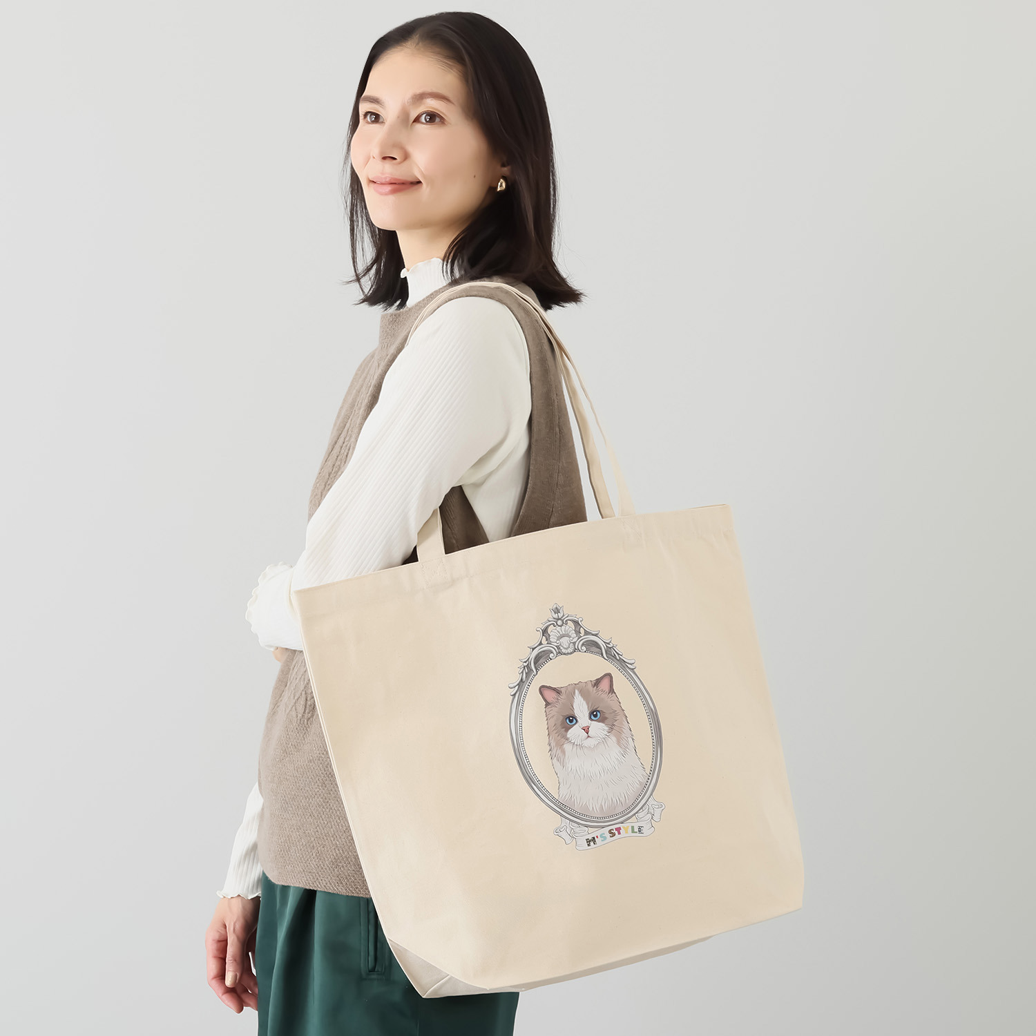 エムズ　スタイル キャットプリント トートバッグ