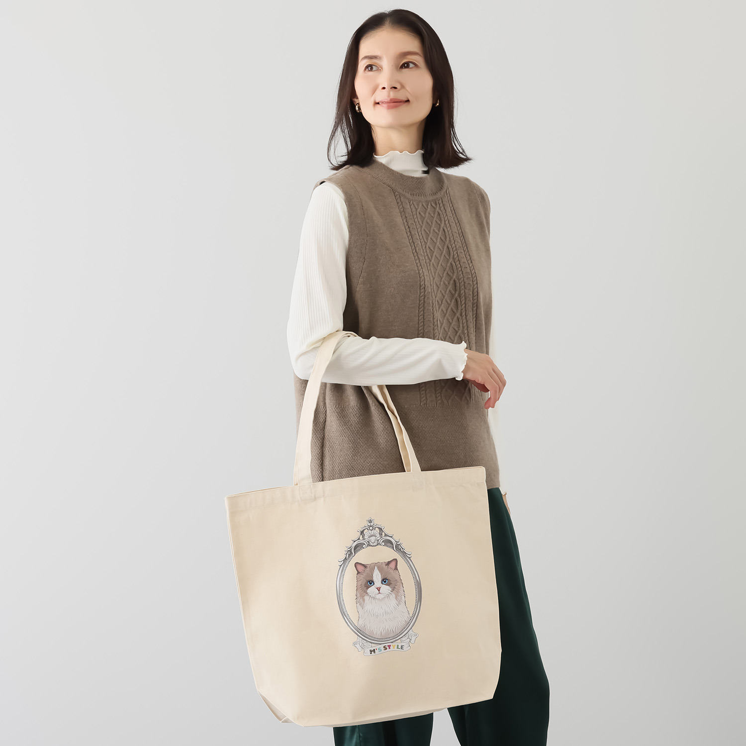 エムズ　スタイル キャットプリント トートバッグ