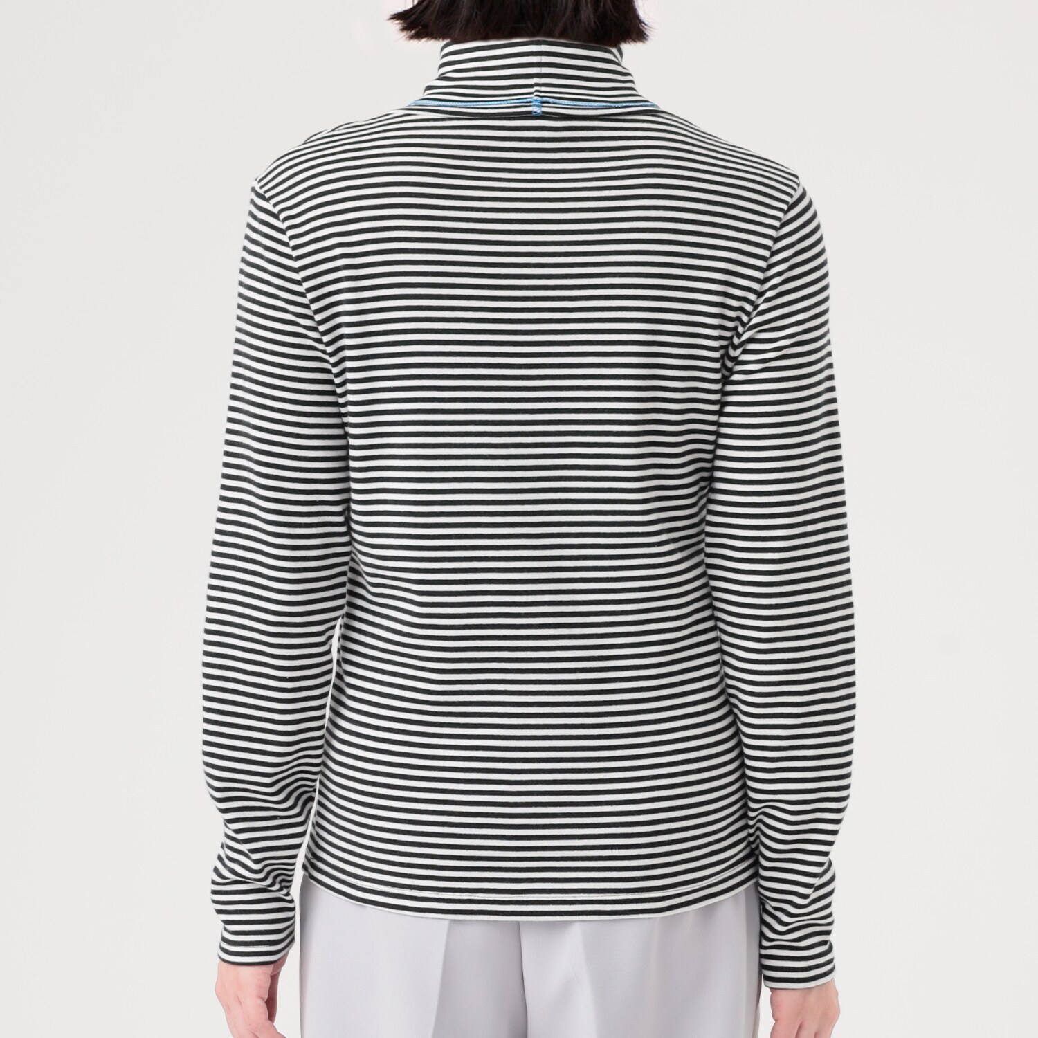 ポンデシャロン 日本製 ボーダータートルネック プルオーバー