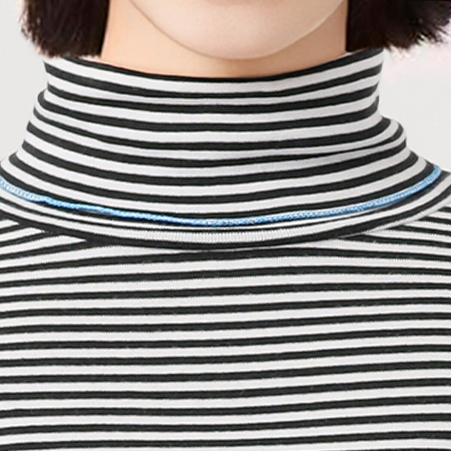 ポンデシャロン 日本製 ボーダータートルネック プルオーバー