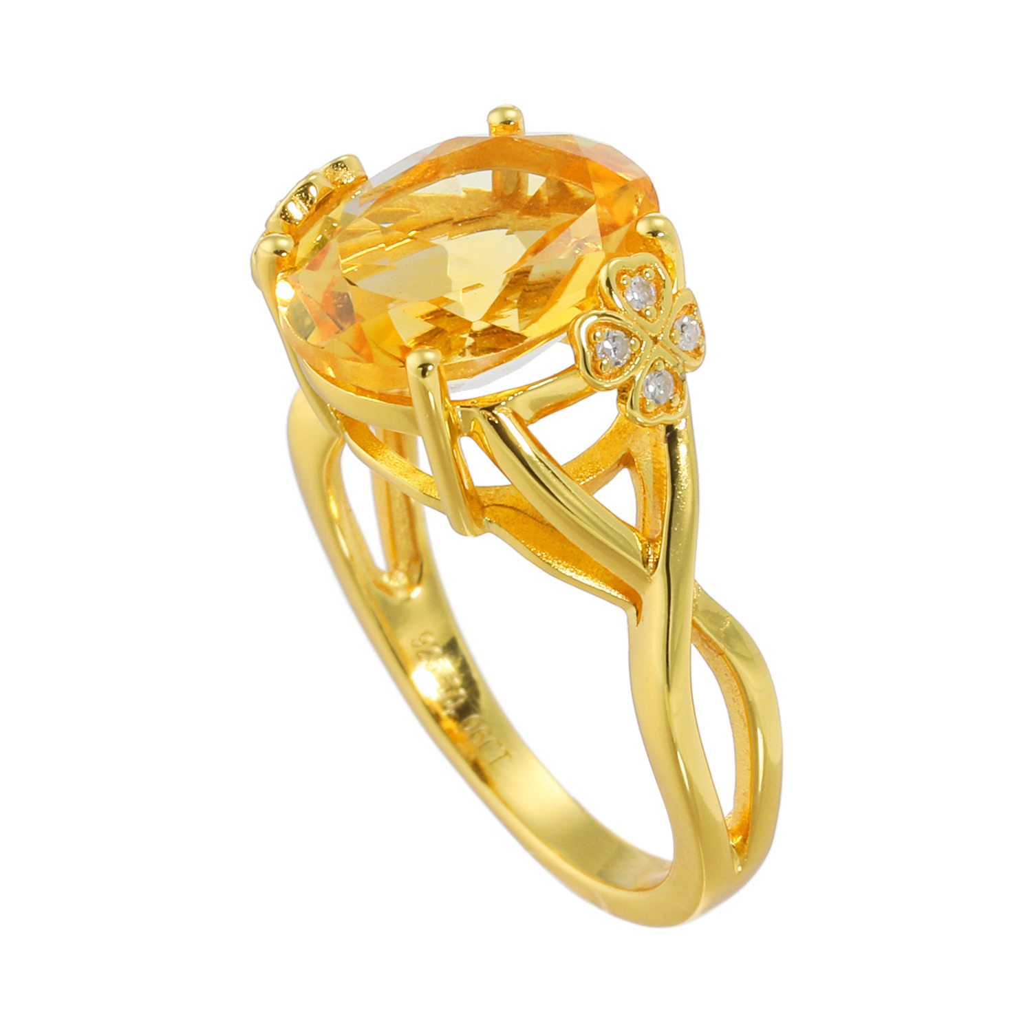 イーシア シルバー シトリン＆ ダイヤモンド エレガントリング